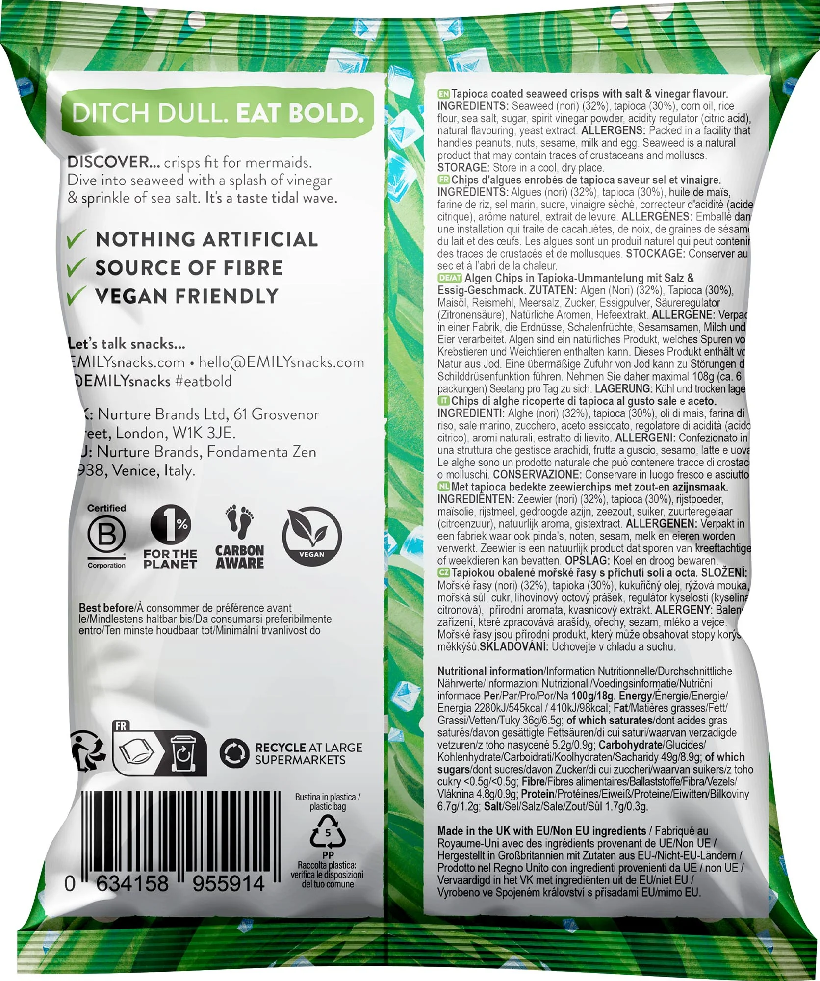EMILY Seaweed Crisps - Salt & Vinegar 18g - Image 2