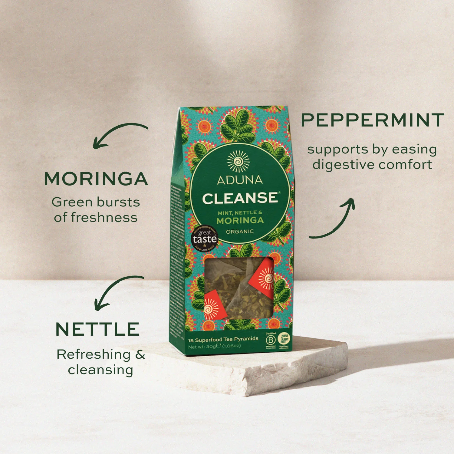Aduna Cleanse Moringa Tea with Mint & Nettle 15 bags - Image 5