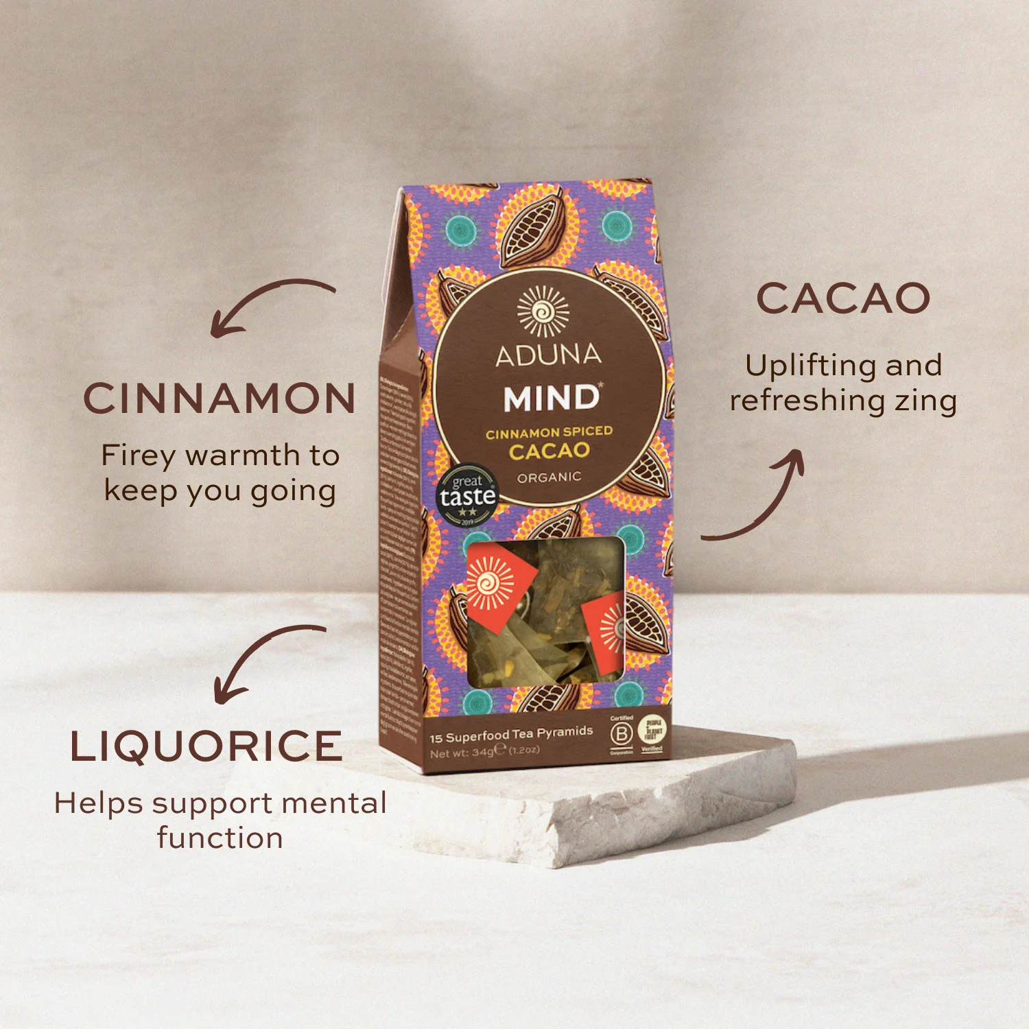 Aduna Relax Cacao Tea with Cinnamon 15 bags - Image 5