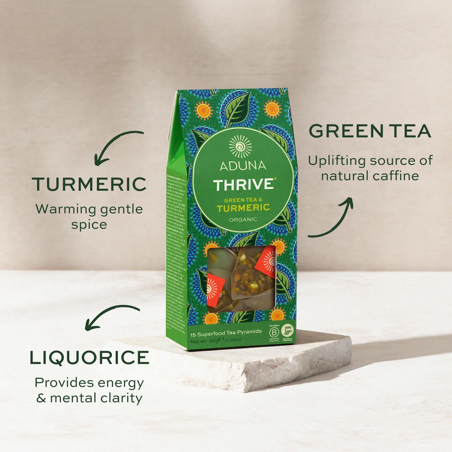 Aduna Restore Green Tea with Turmeric 15 bags - Image 4