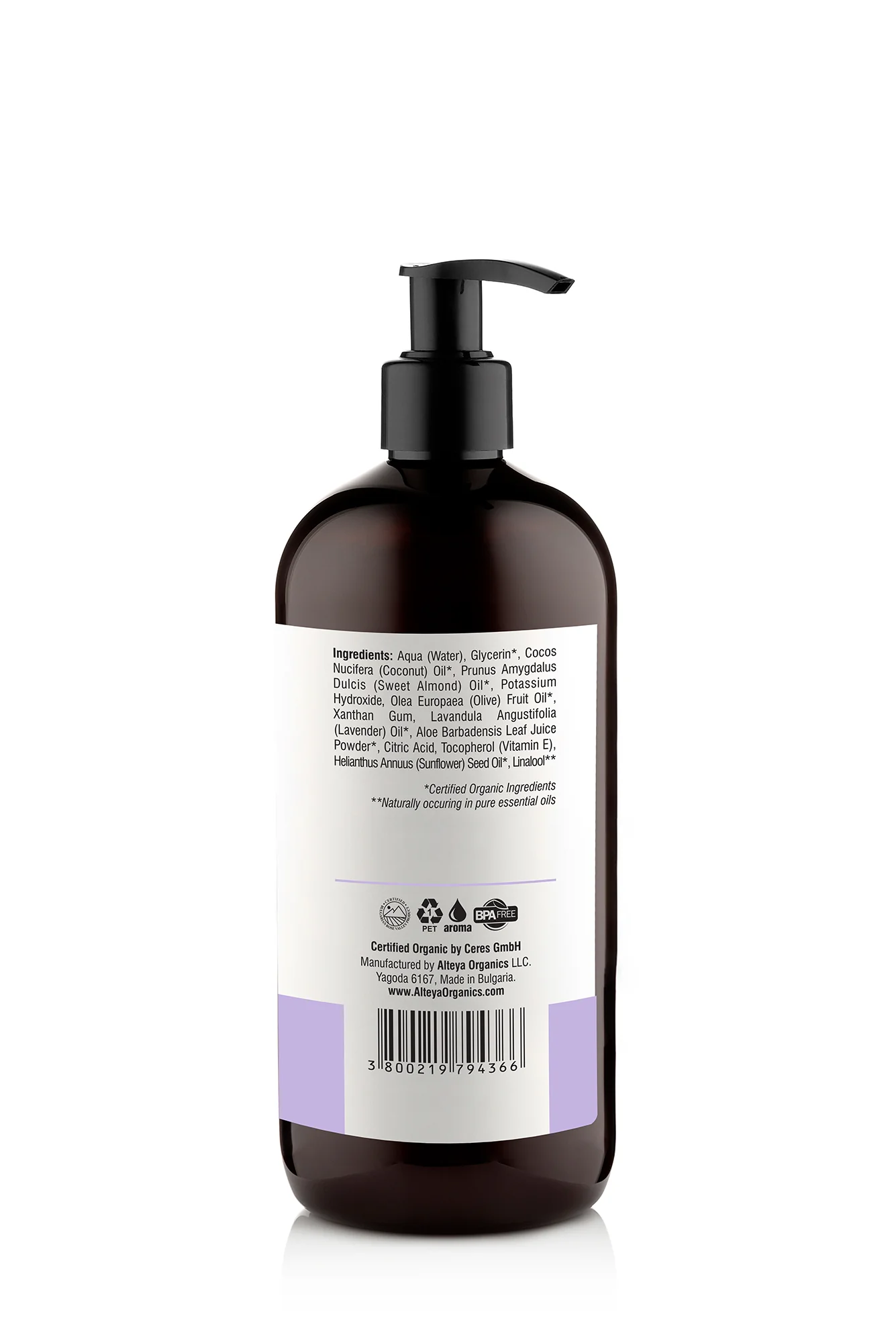 Alteya Organic Liquid Soap Lavender & Aloe 500ml - Image 3