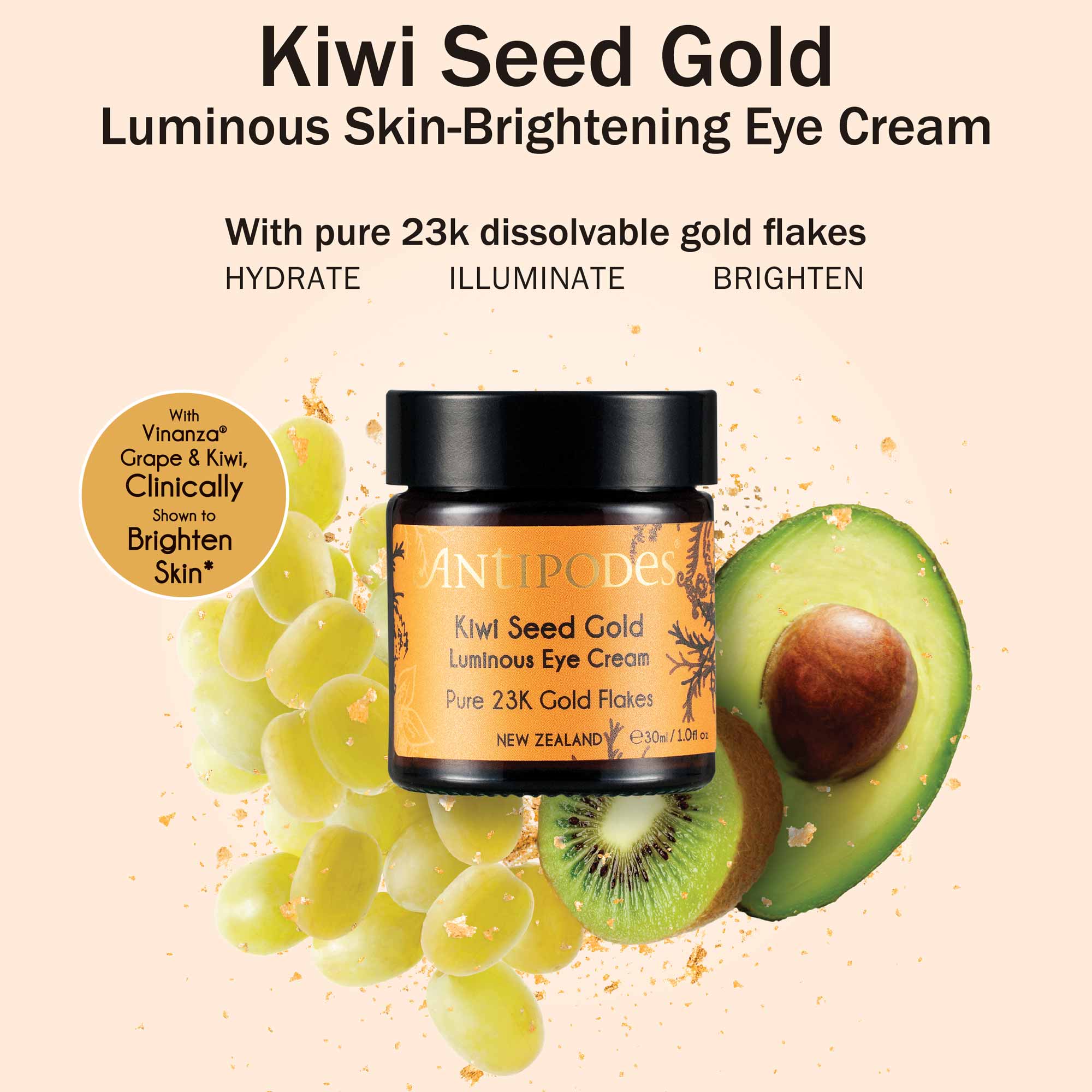 Antipodes Kiwi Seed Gold Luminous Eye Cream 30ml - Image 7