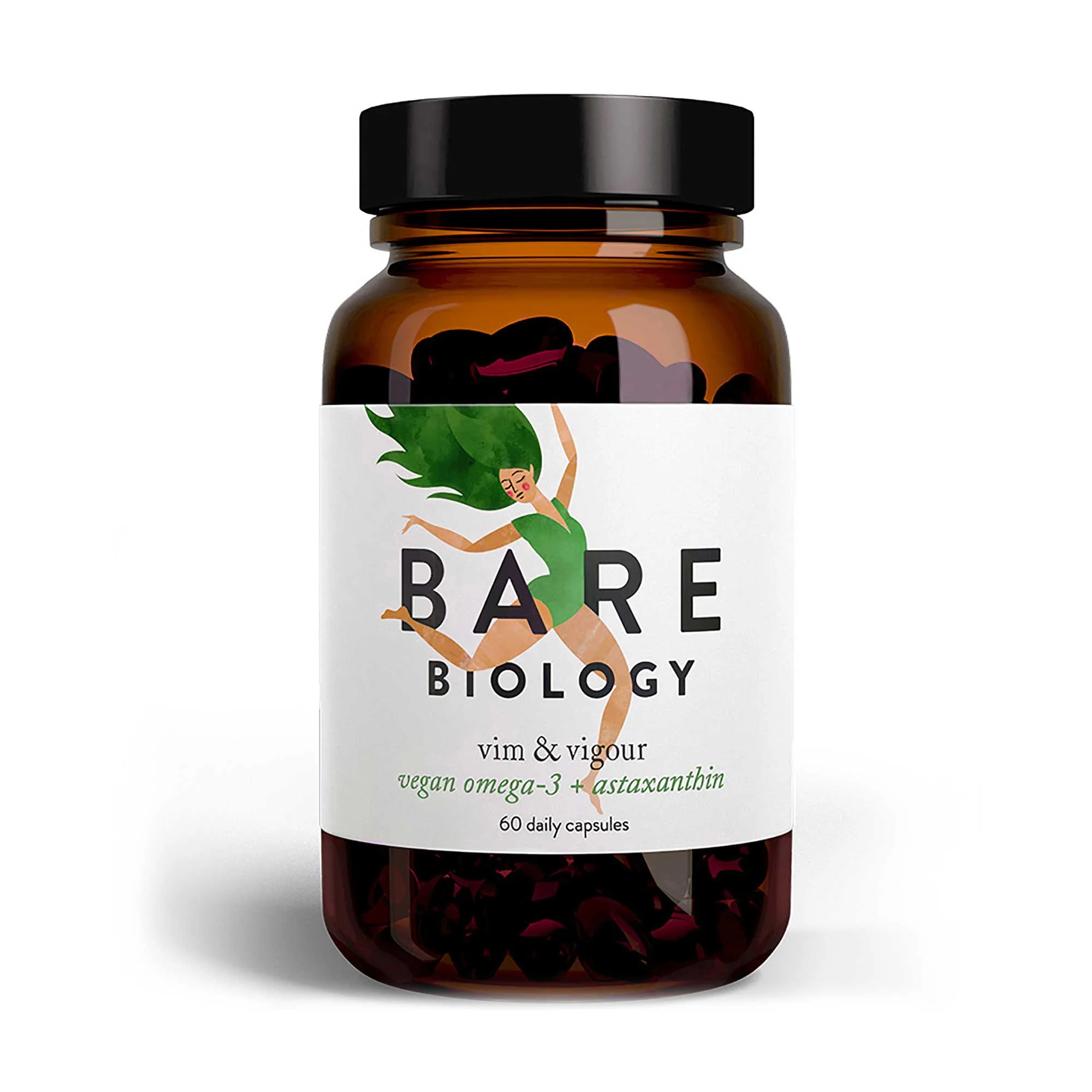 Bare Biology Vim & Vigour Vegan Omega 3 + Astaxanthin 60 caps - Image 2