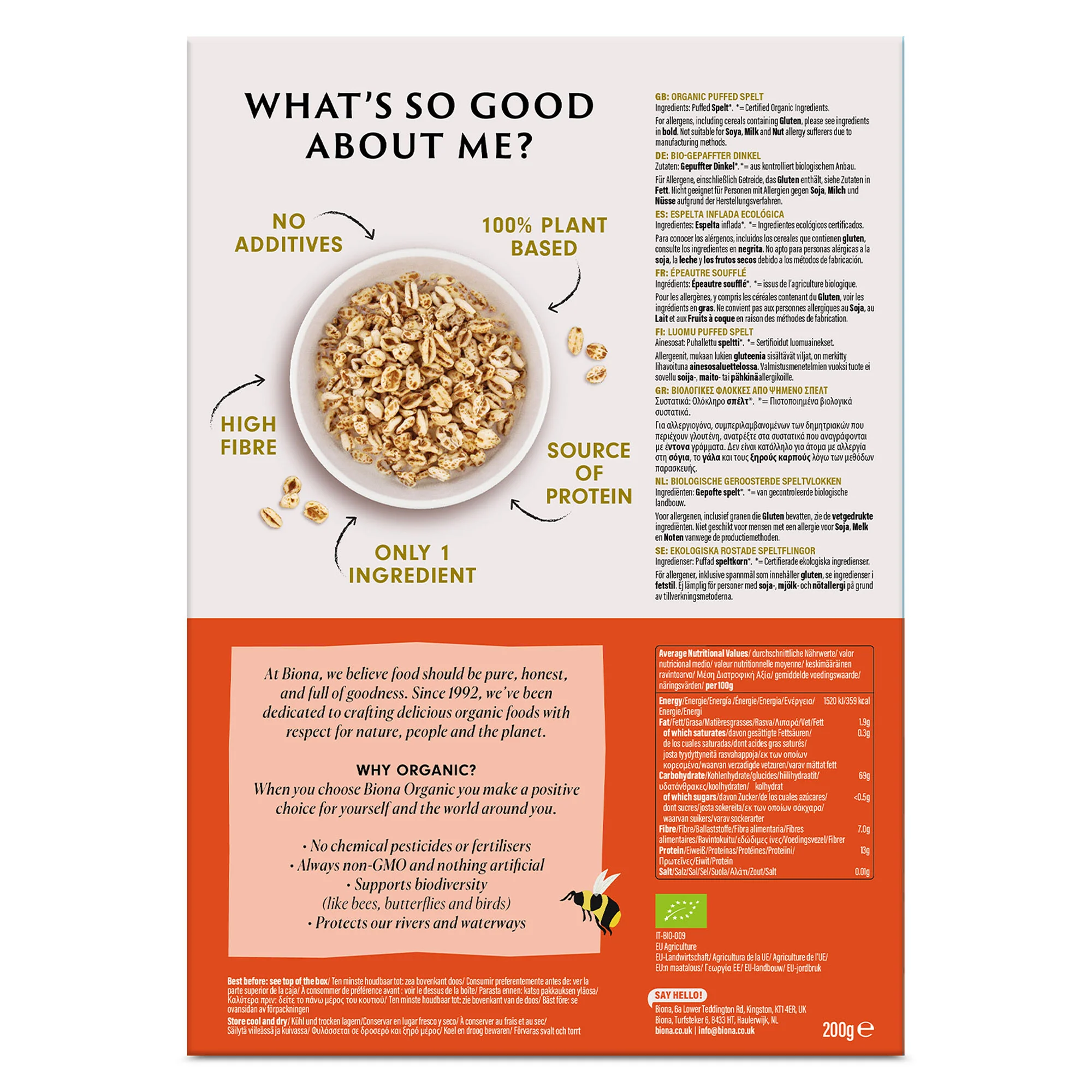Biona Organic Spelt Puffs 200g - Image 2