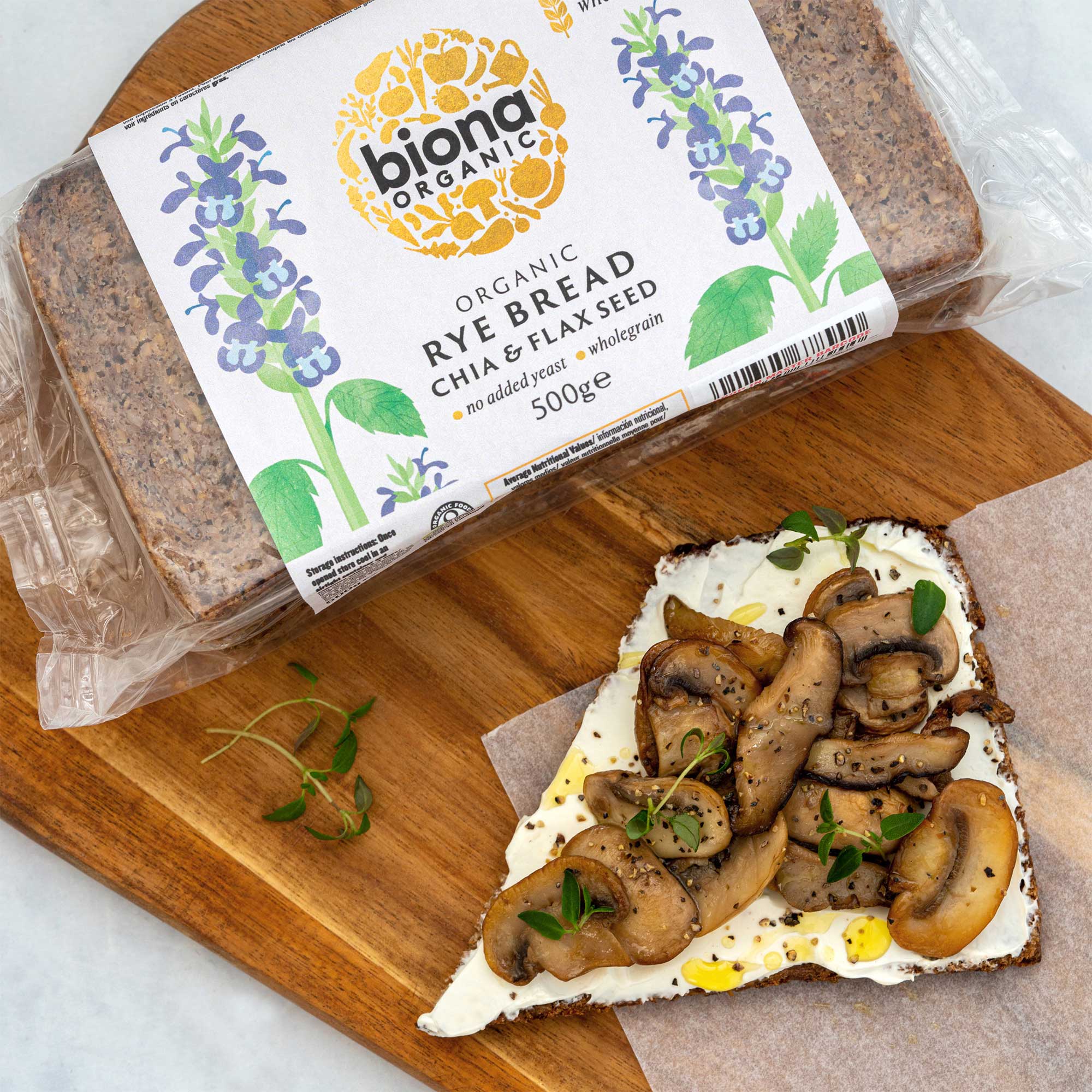 Biona Rye Chia Flax Bread 500g - Image 2