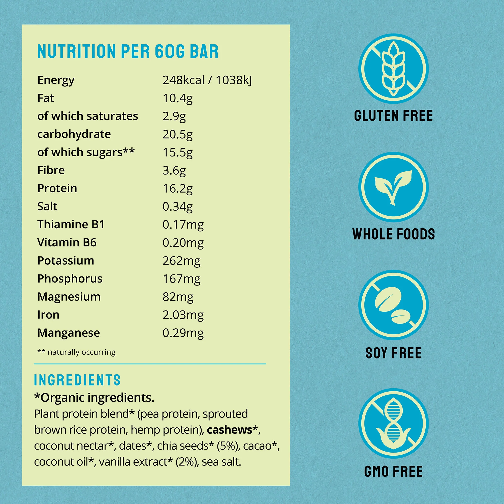 BodyMe Organic Chia Vanilla Vegan Protein Bar 60g - Image 4