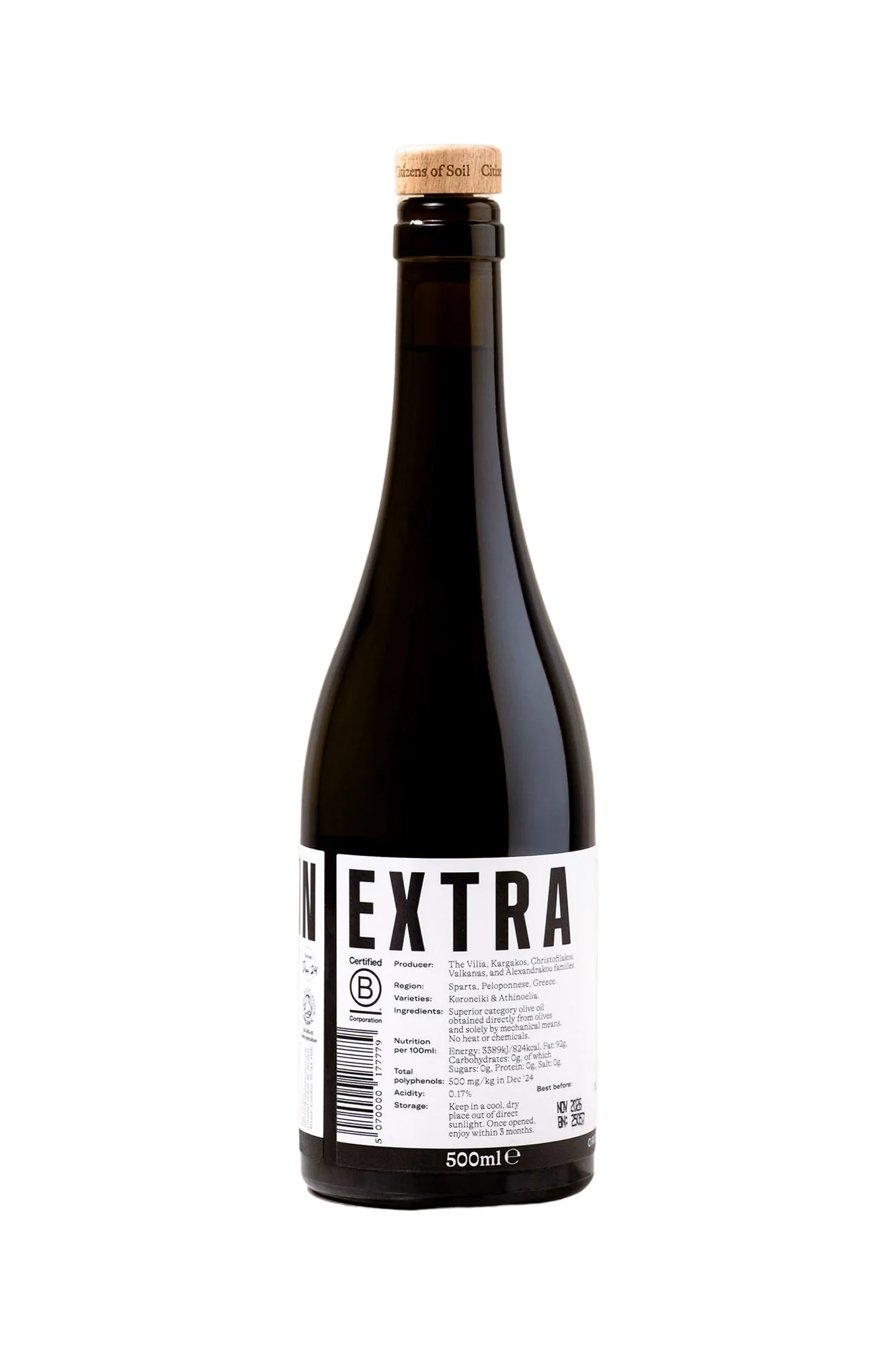 Citizens of Soil Greek Extra Virgin Olive Oil Bottle 500ml - Image 2