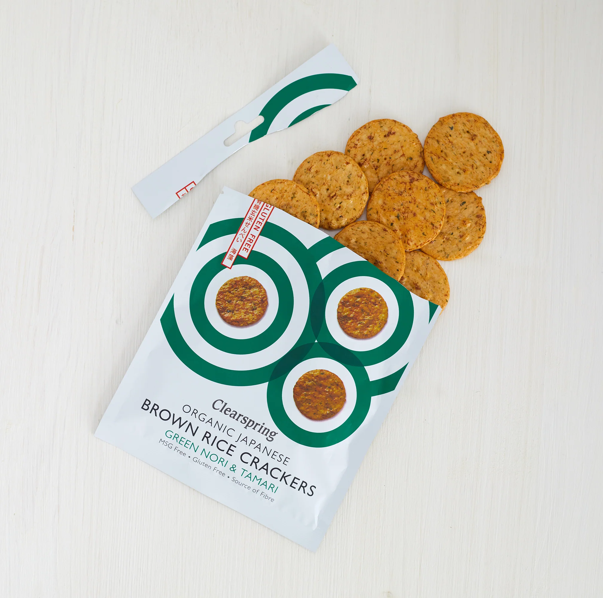 Clearspring Brown Rice Crackers Tamari & Green Nori 40g - Image 3