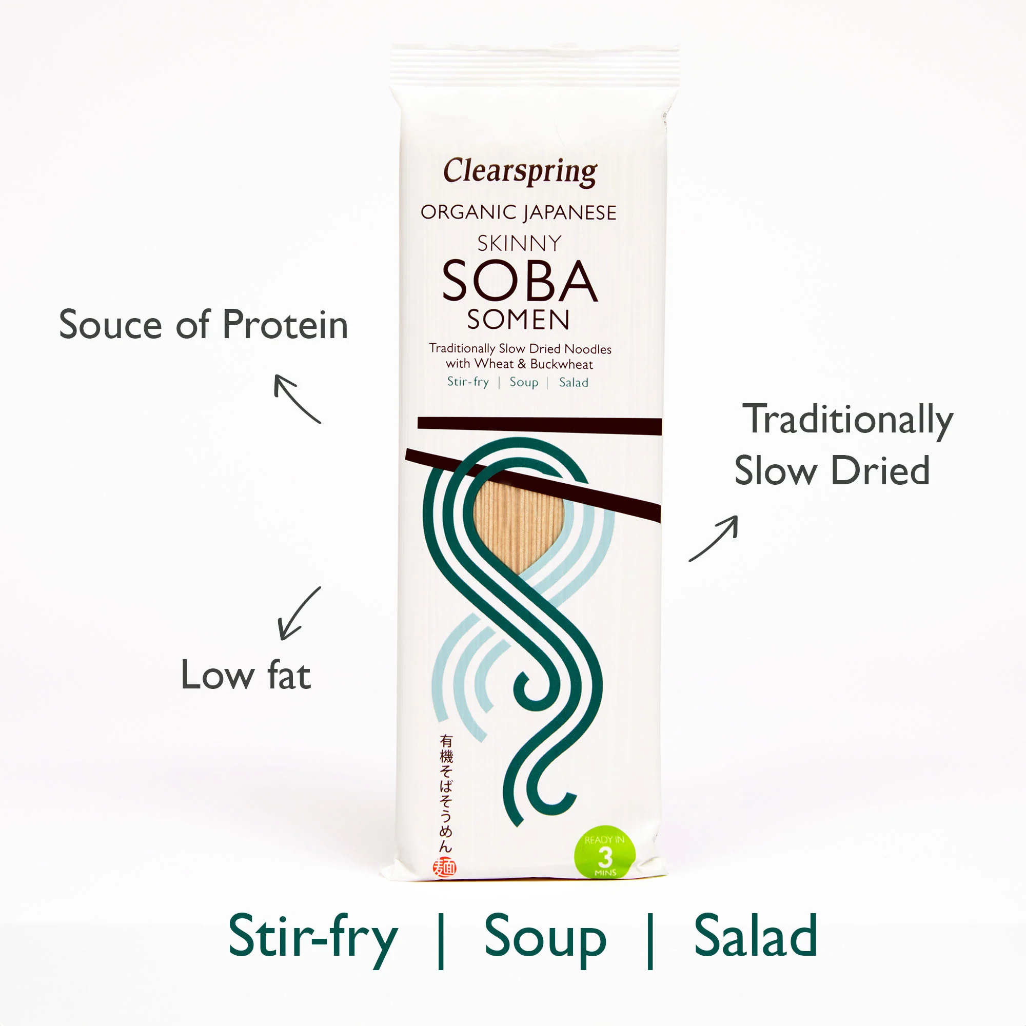 Clearspring Organic Japanese Soba Somen Noodles 200g - Image 3