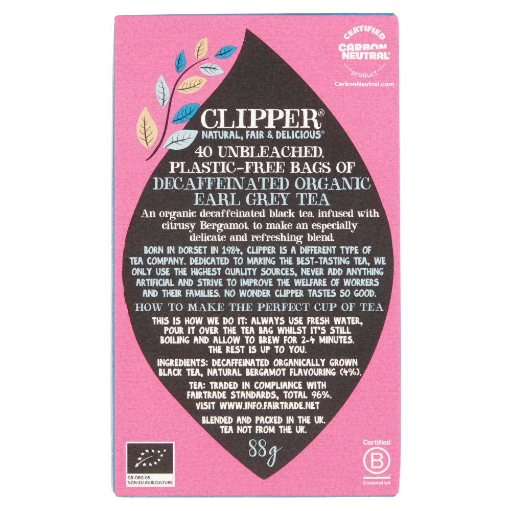 Clipper Earl Grey Decaf Tea 40 bags - Image 2