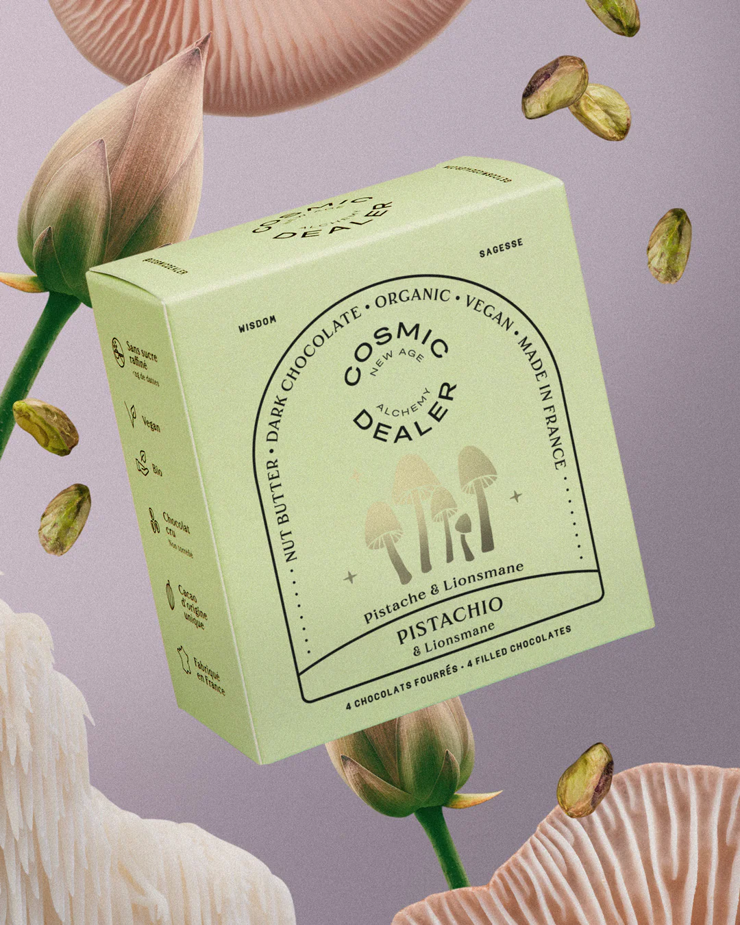 Cosmic Dealer Box Pistachio & Lion's Mane Nut Butter Chocolate 80g - Image 3