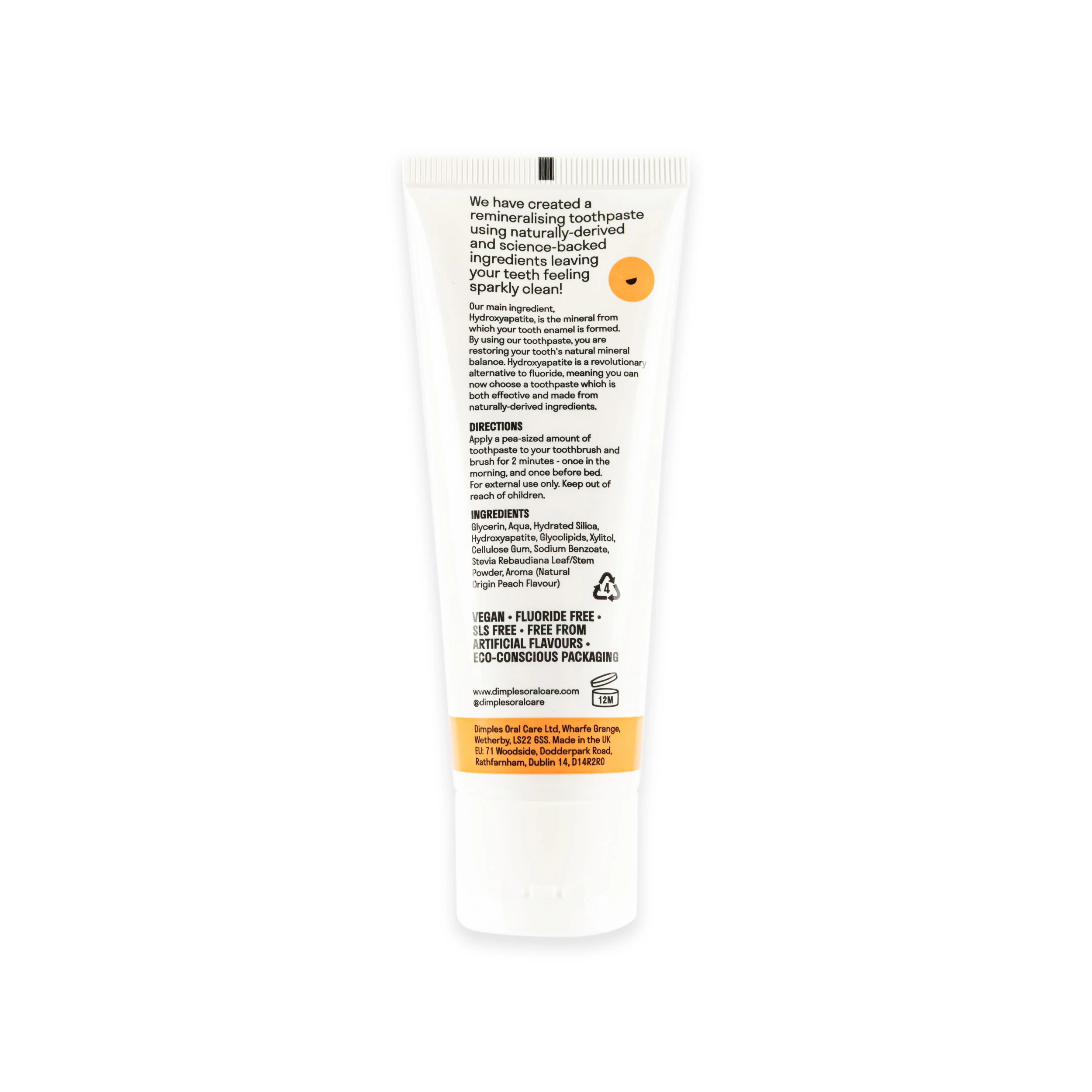 Dimples Re-mineralising Hydroxyapatite Toothpaste - Peach 75ml - Image 3