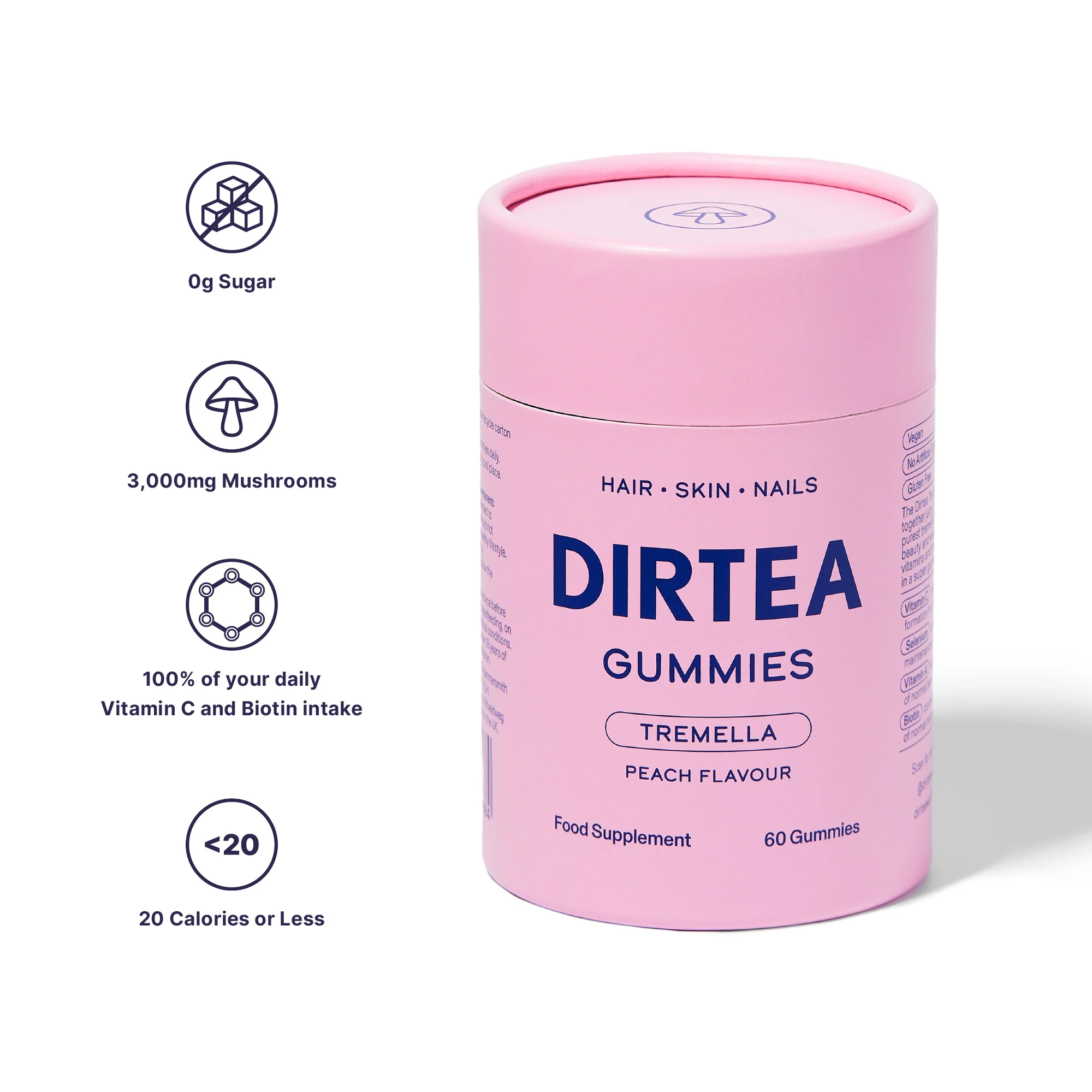 Dirtea Gummies Tremella Peach Flavour 60 pcs - Image 6