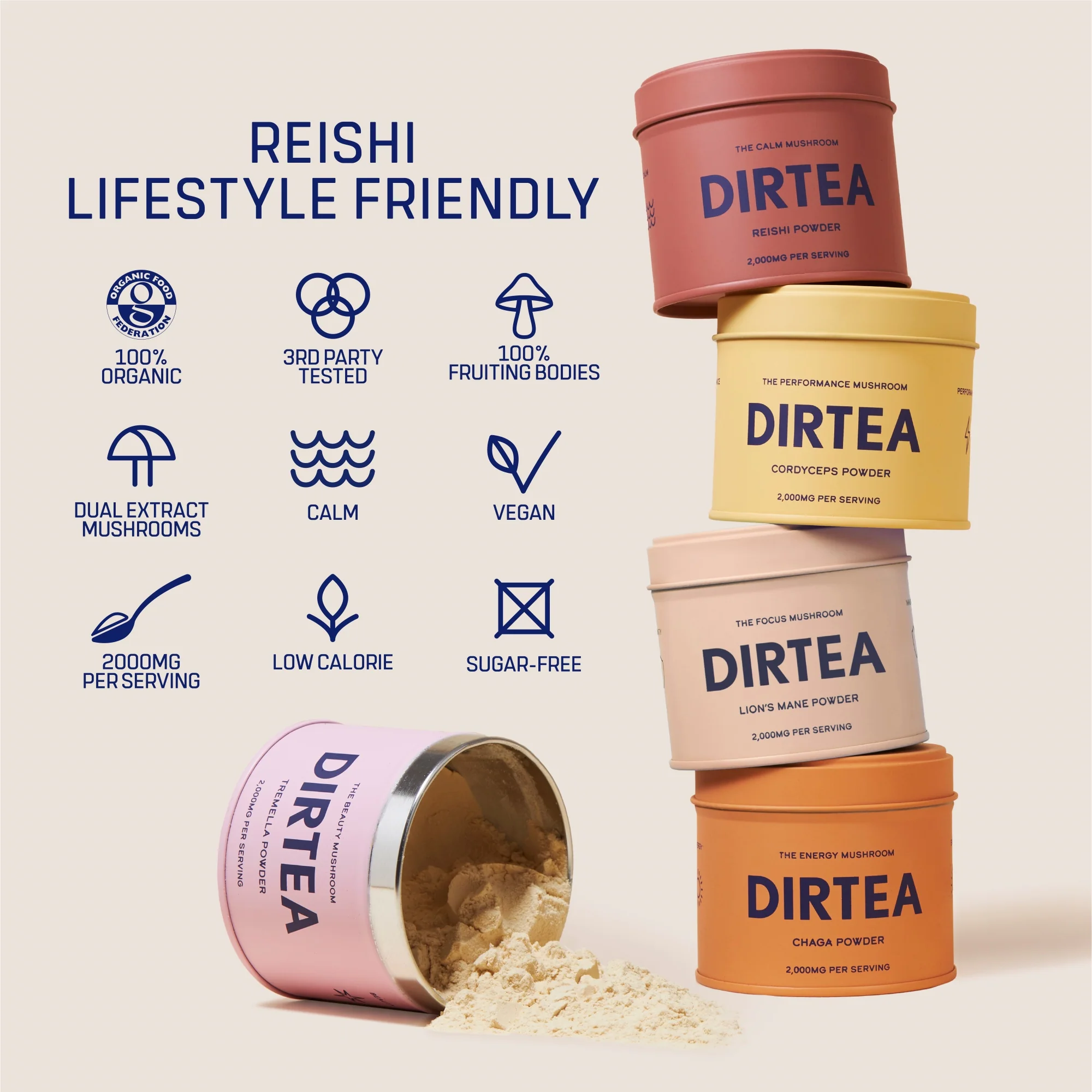 DIRTEA Reishi Mushroom Powder 60g (30 Servings) - Image 4