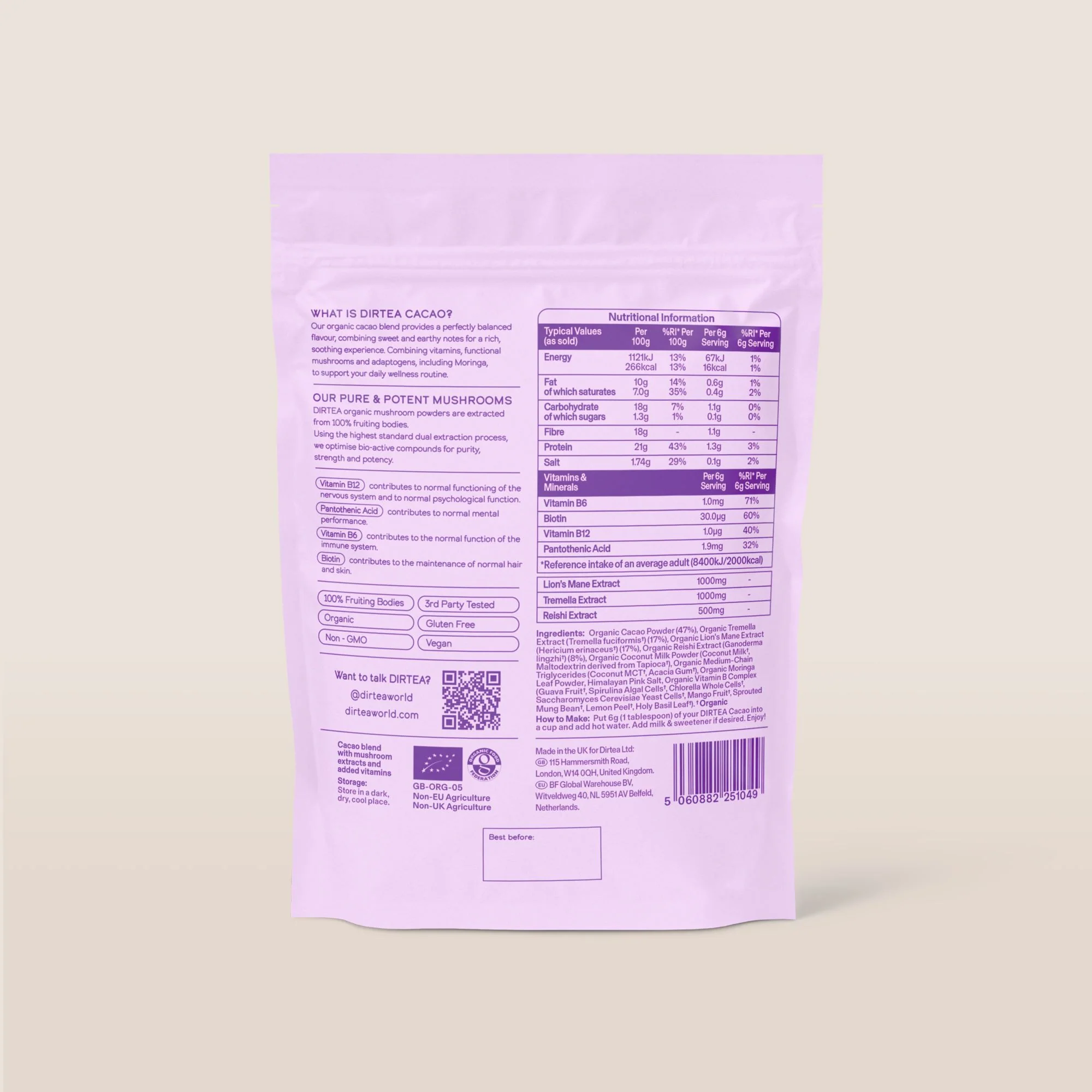 DIRTEA Cacao 180g (30 Servings) - Image 2