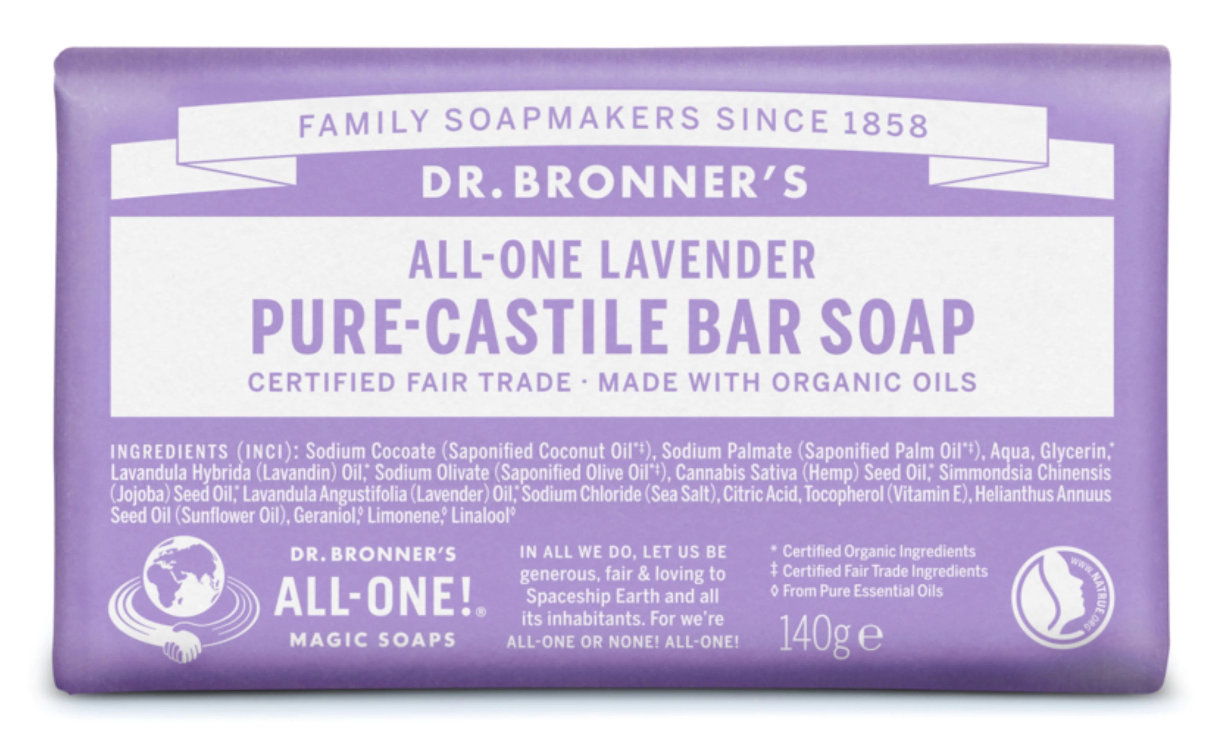 Dr Bronner's Lavender Soap Bar 140g