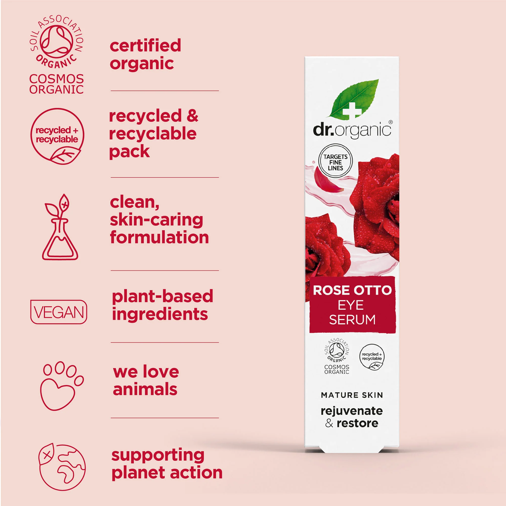 Dr Organic Rose Otto Eye Serum 15ml - Image 4