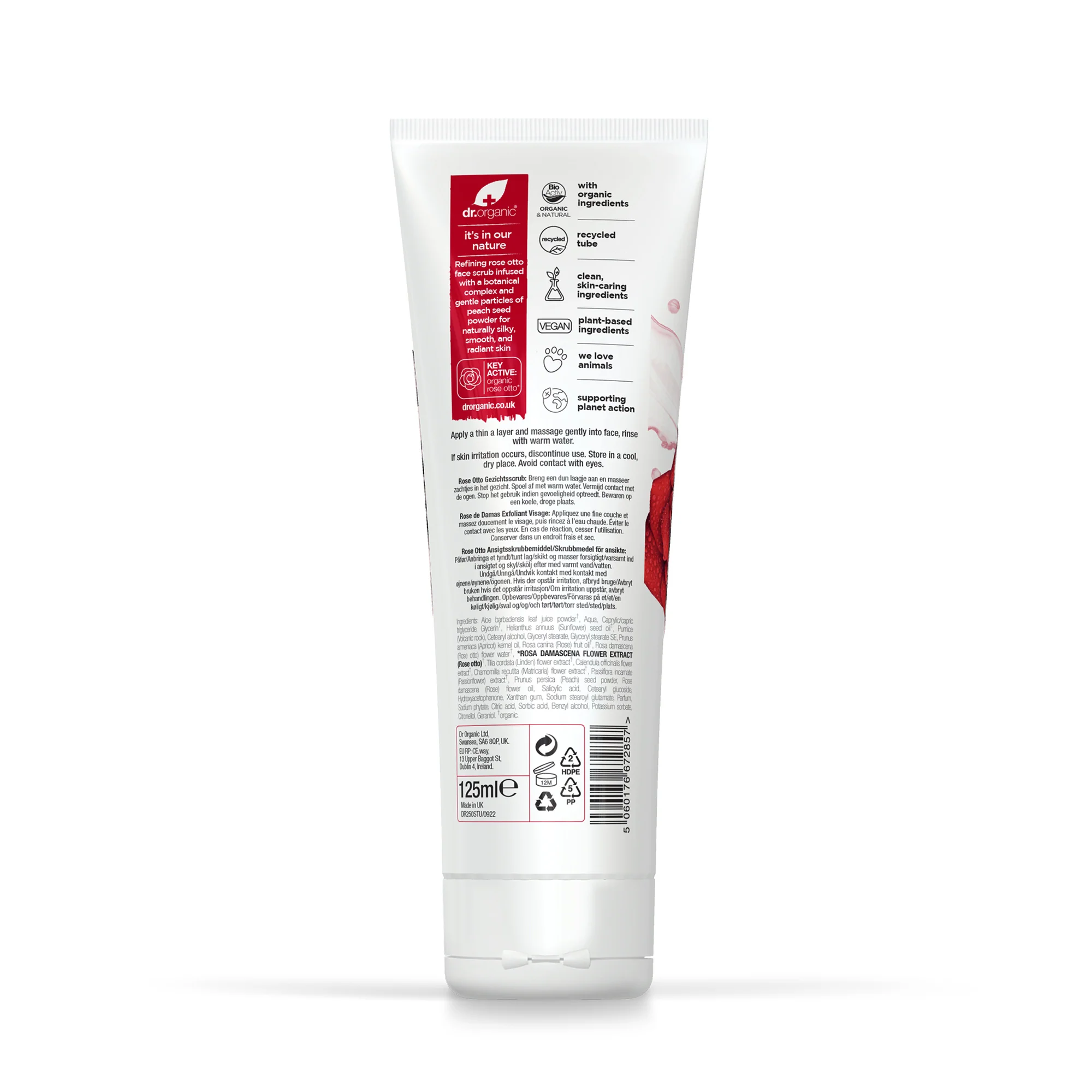 Dr Organic Rose Otto Face Scrub 125ml - Image 3