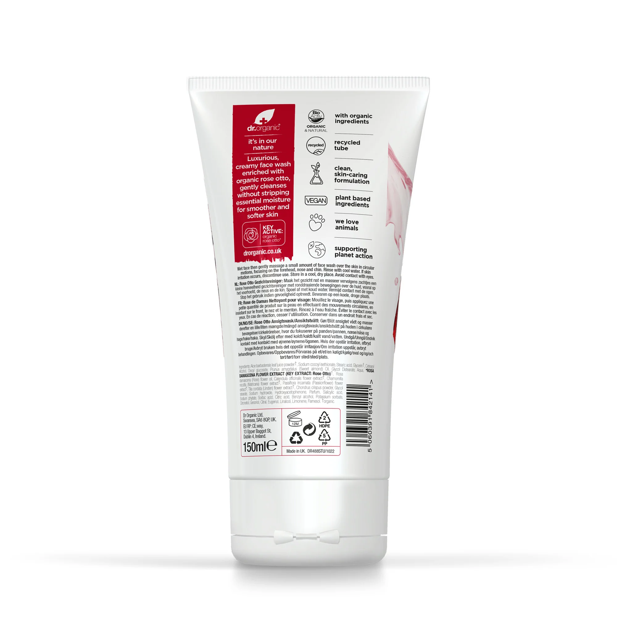 Dr Organic Rose Otto Face Wash 150ml - Image 2