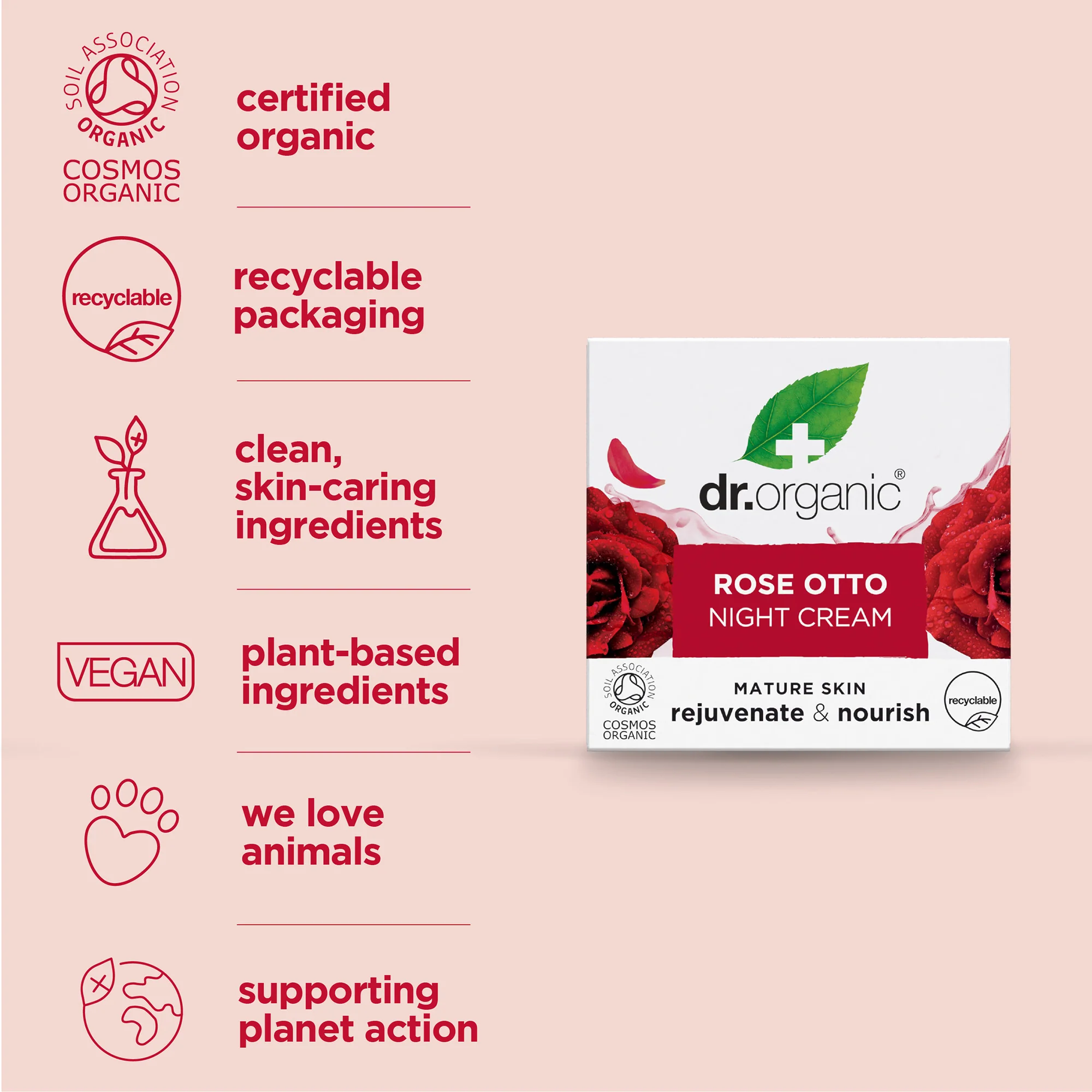 Dr Organic Rose Otto Night Cream 50ml - Image 4