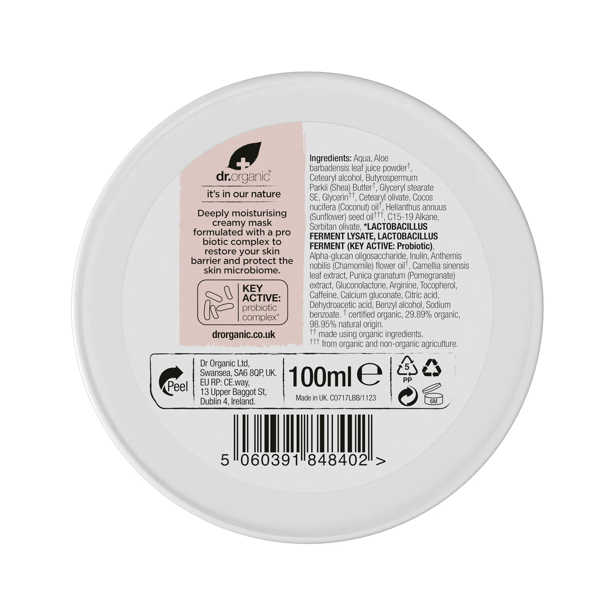 Dr Organic Skin Calm Probiotic Recovery Mask 100ml - Image 2