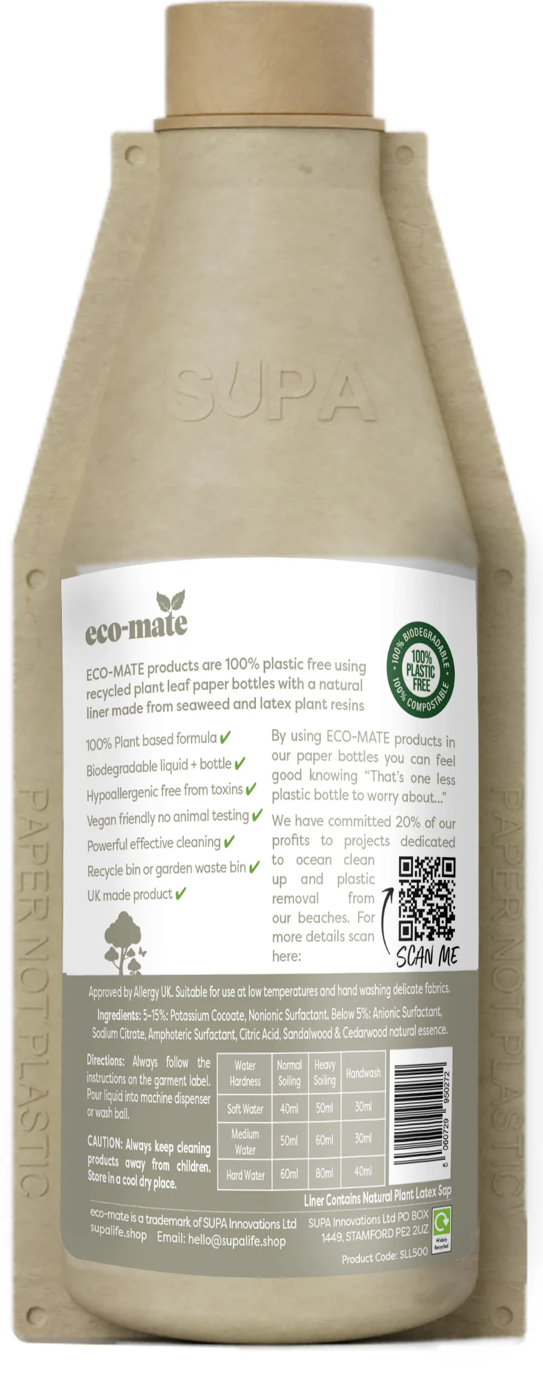 eco-mate Sandalwood & Cedarwood Non-Bio Laundry Liquid 500ml - Image 2