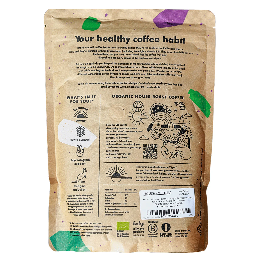 Exhale Coffee Organic House Roast - Wholebean 450g - Image 2