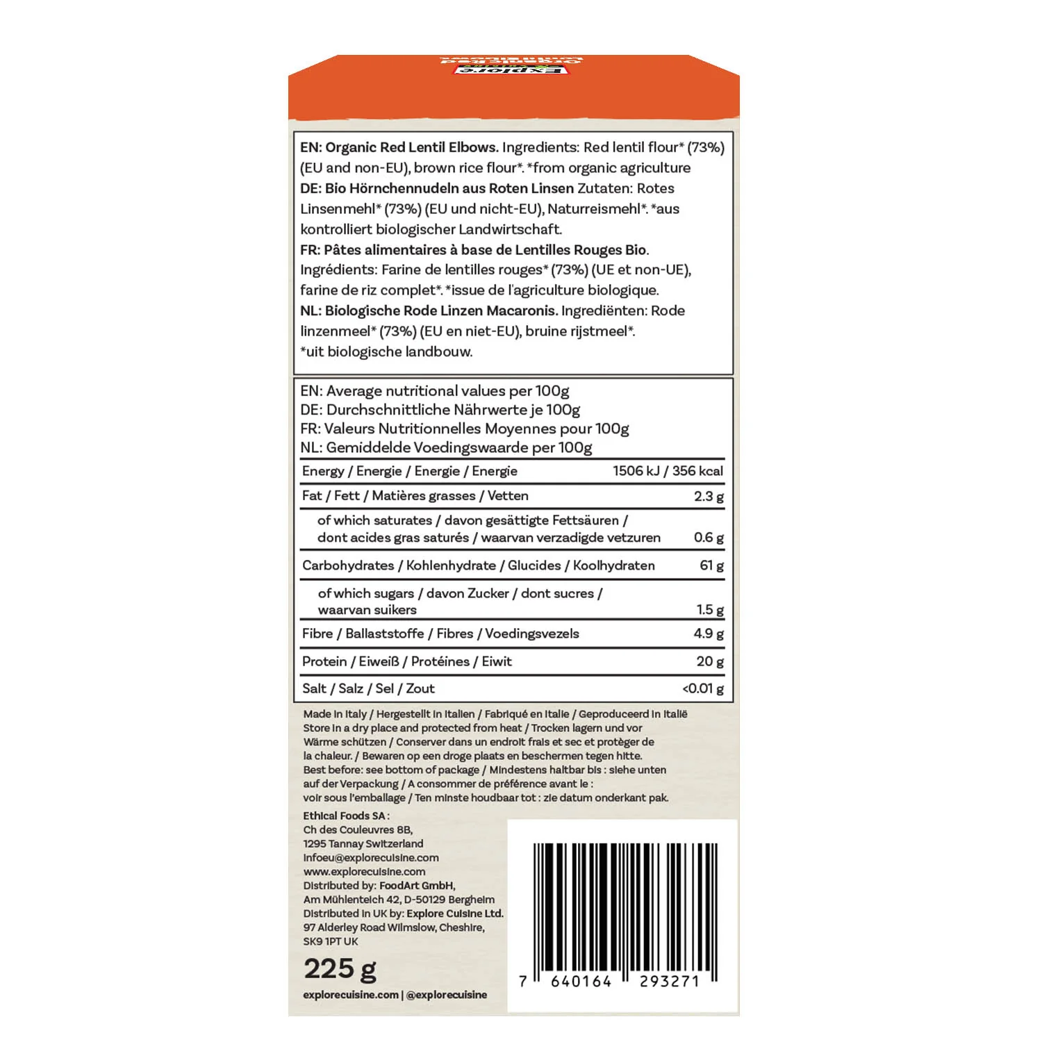 Explore Red Lentil Elbows 225g - Image 2