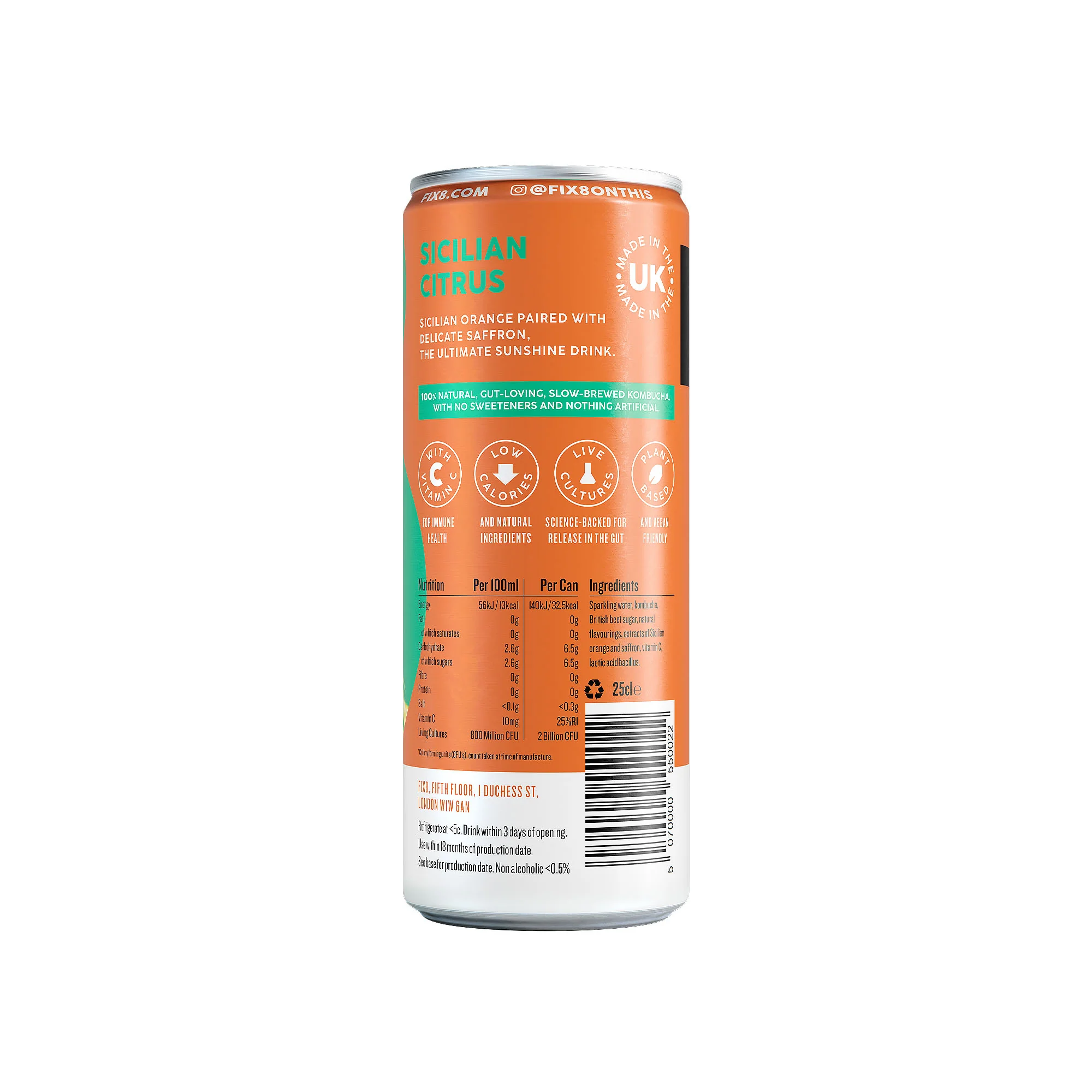 Fix8 Sicilian Citrus Kombucha 250ml - Image 2