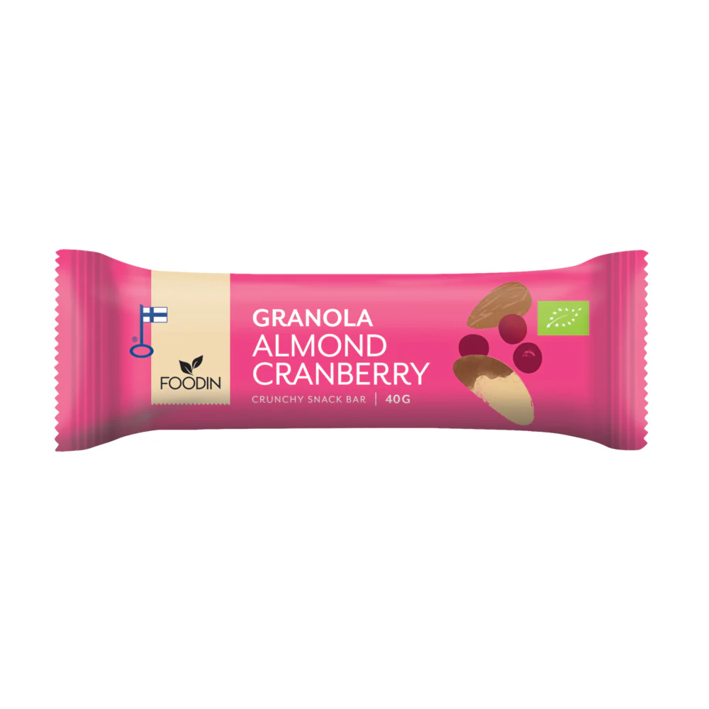 Foodin Granola Bar Almond Cranberry Organic 40G 12PK 40g