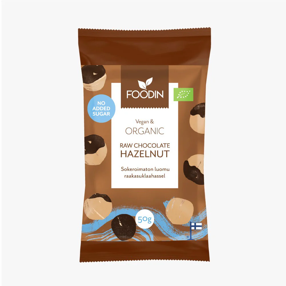 Foodin Organic Raw Chocolate No Added Sugar Hazelnut 50G 50g
