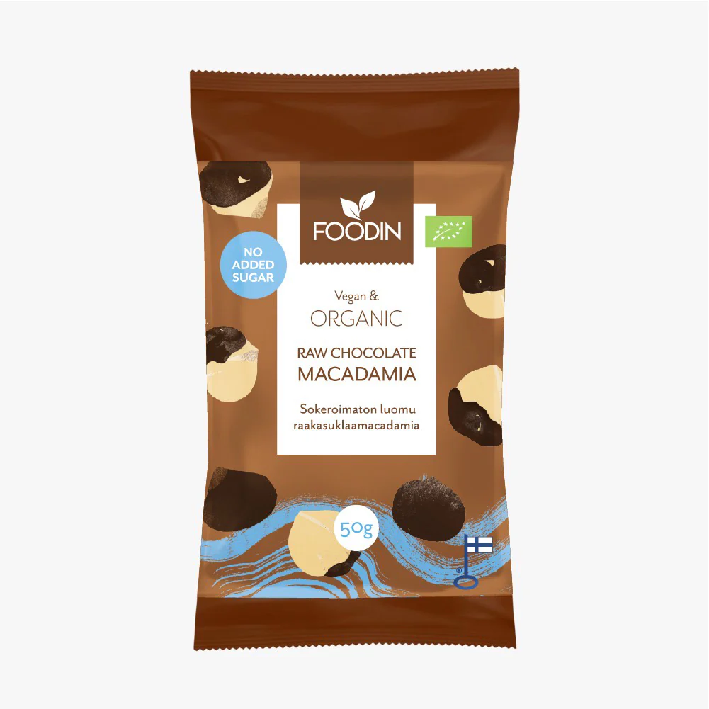Foodin Organic Raw Chocolate No Added Sugar Macadamia 50G 50g