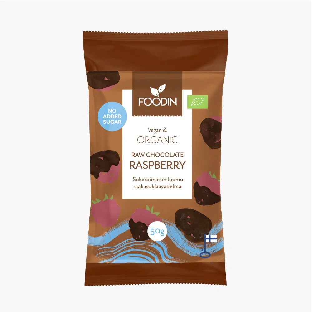 Foodin Organic Raw Chocolate No Added Sugar Raspberry 50G 50g