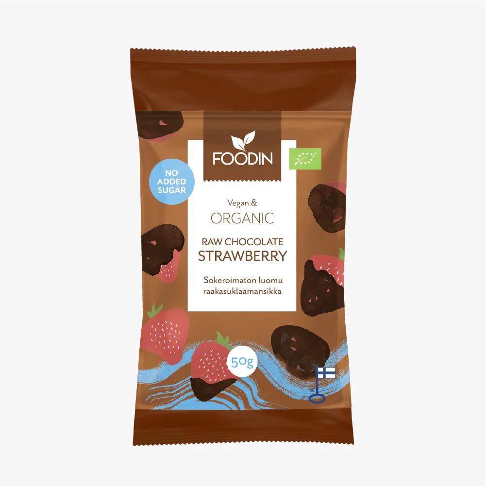 Foodin Organic Raw Chocolate No Added Sugar Strawberry 50G 50g