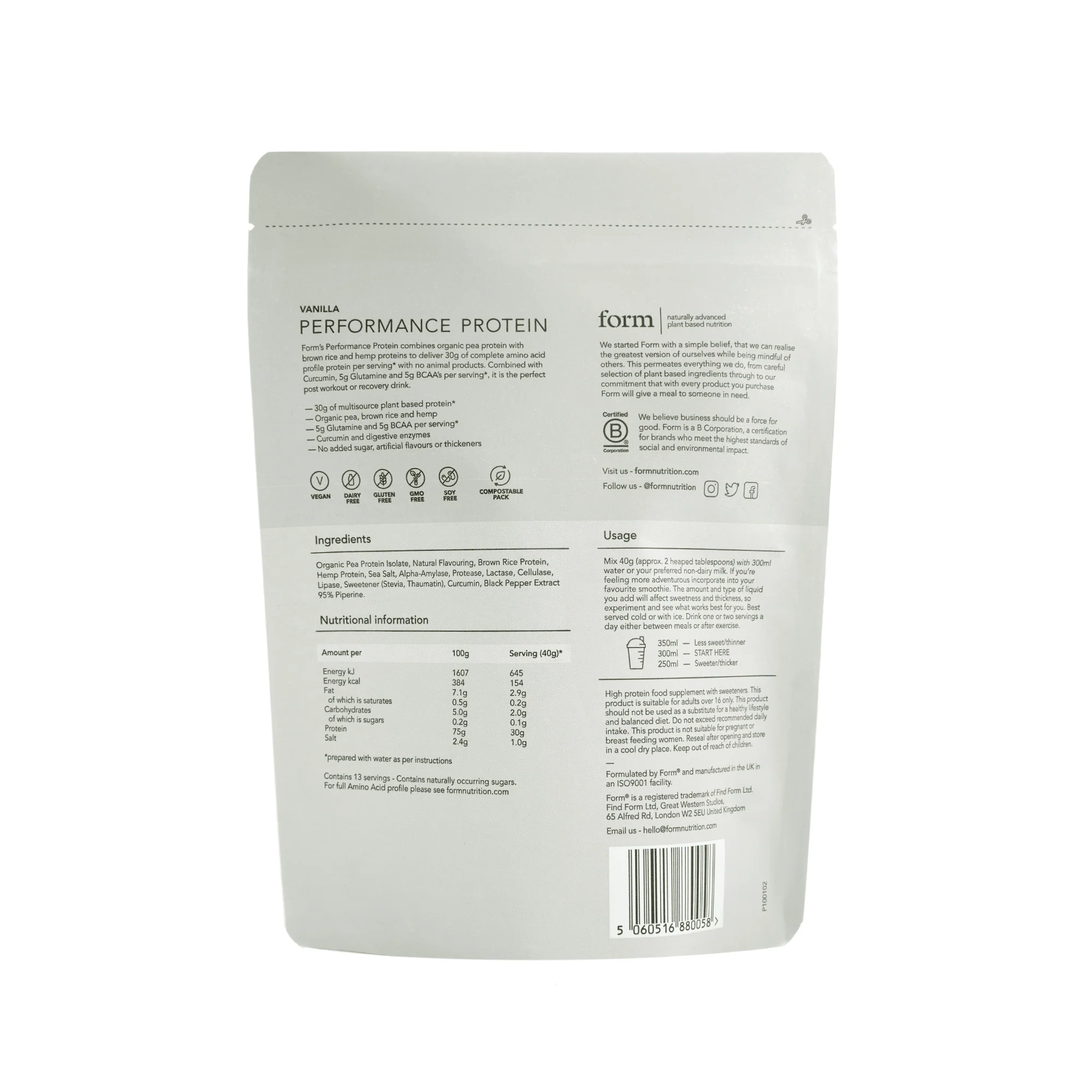 Form Performance Protein Vanilla 520g - Image 2