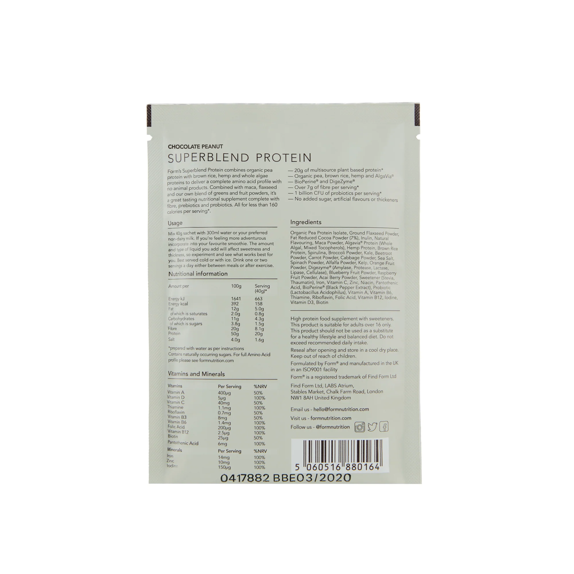 Form Superblend Protein - Chocolate Peanut 40g - Image 2