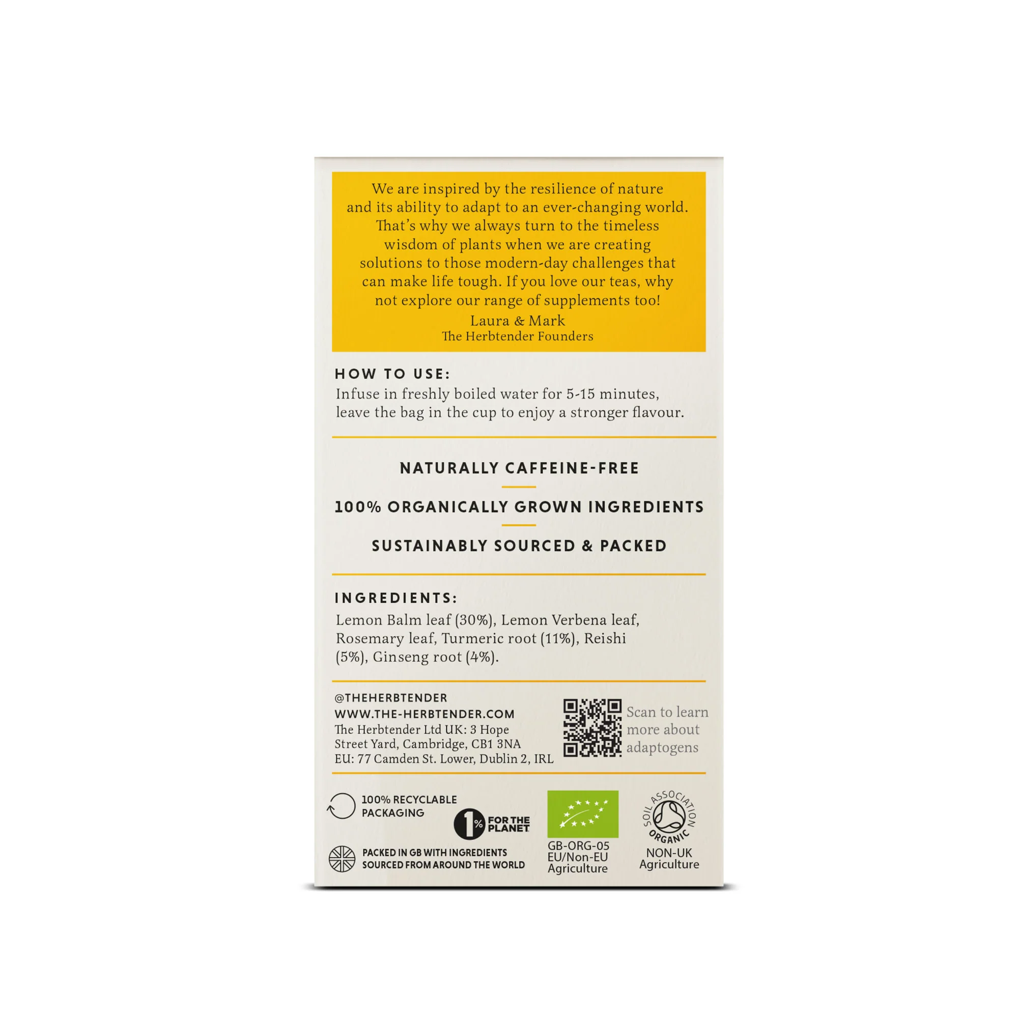 The Herbtender Good Morning Organic Herbal Tea 18 bags - Image 2