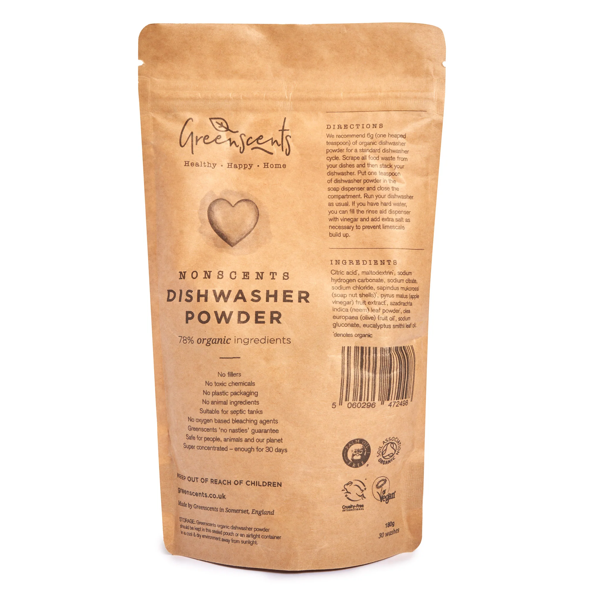 Greenscents Nonscents Organic Dishwasher Powder 180g