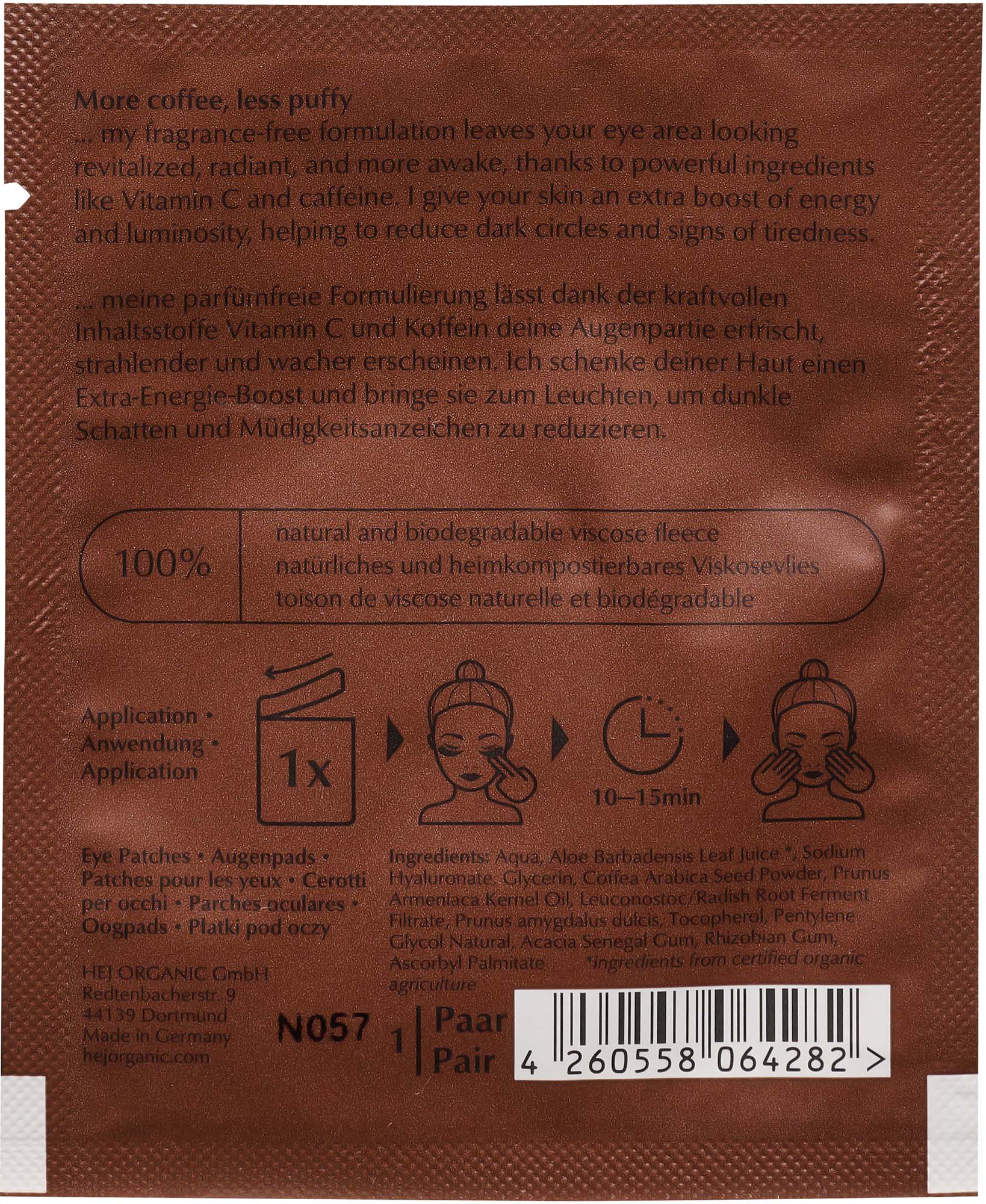 HEJ ORGANIC Caffeine + Vitamin C Eye Patches 1 pair - Image 3