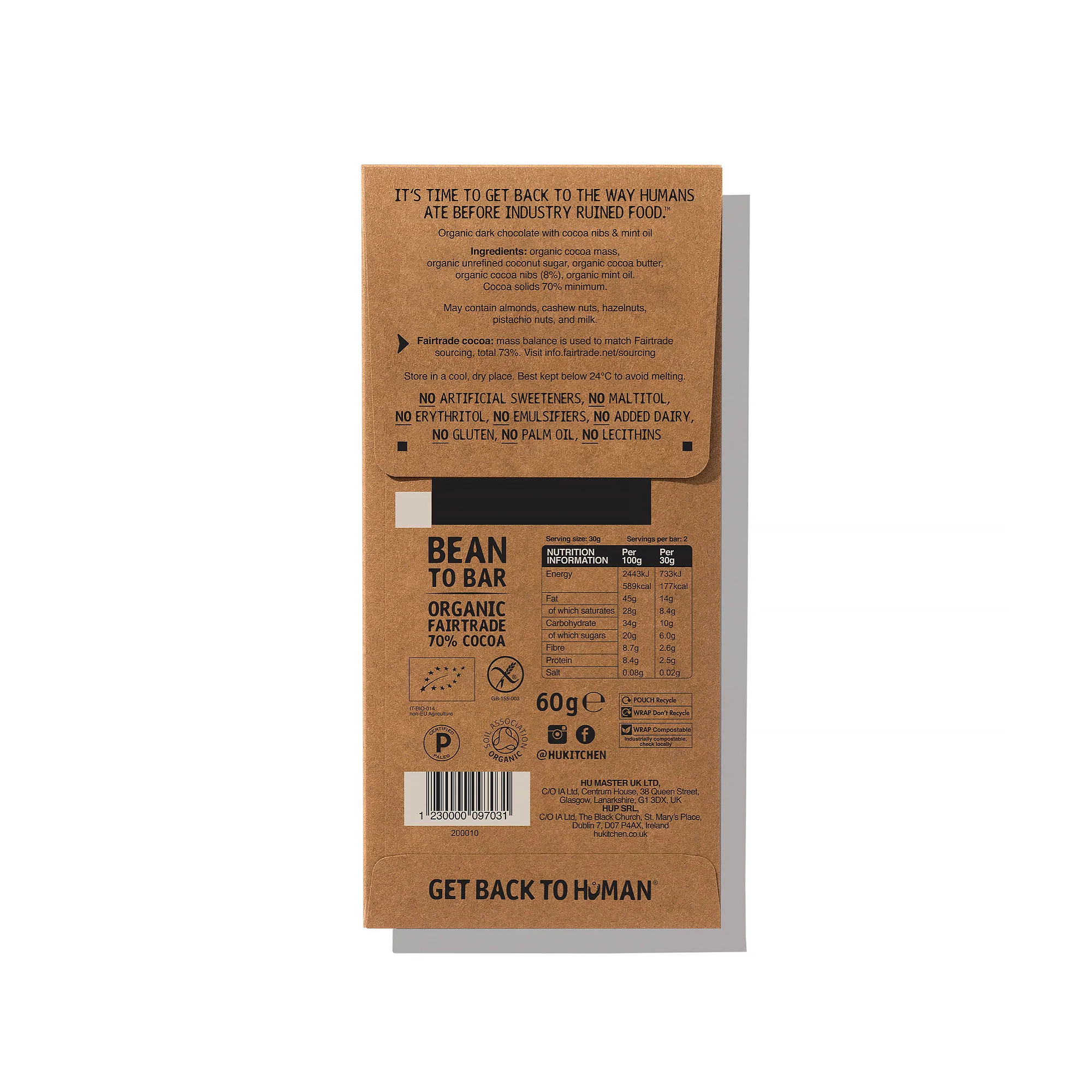Hu Crunchy Mint Dark Chocolate Bar 60g - Image 2