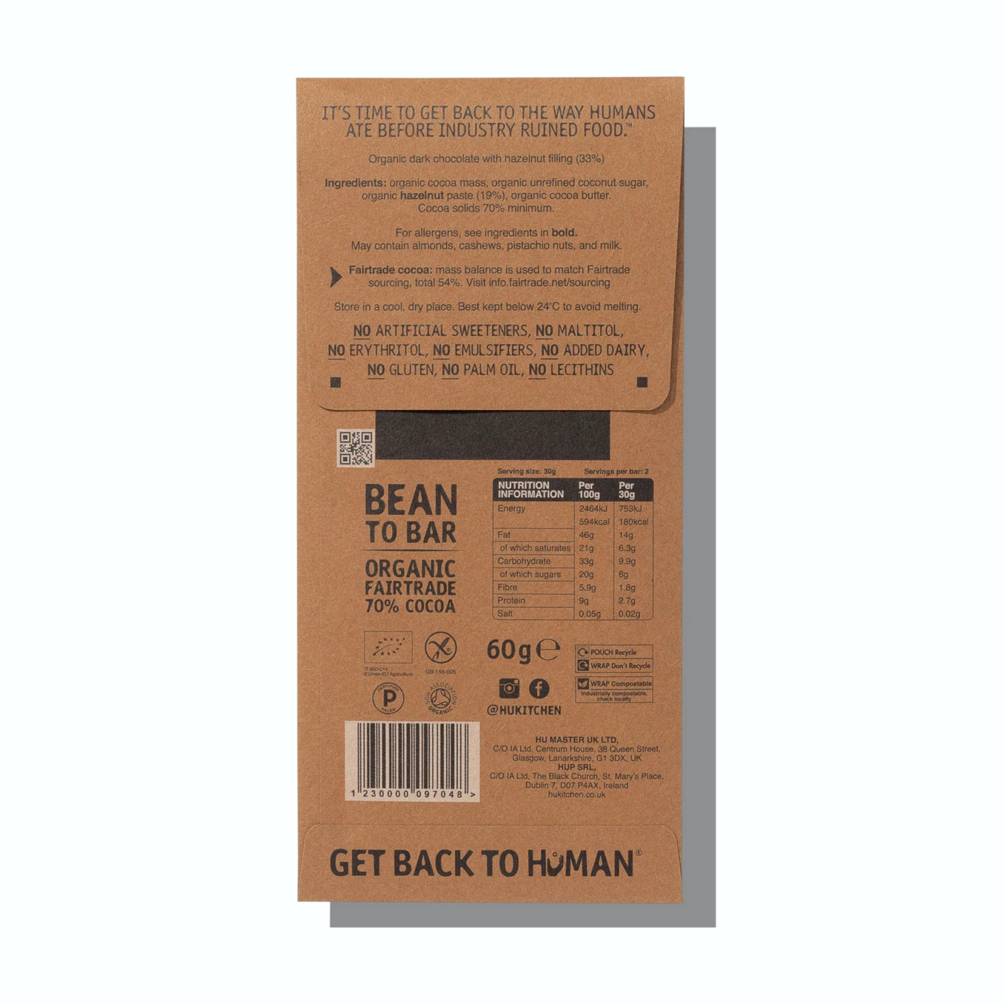Hu Hazelnut Butter Dark Chocolate Bar 60g - Image 2