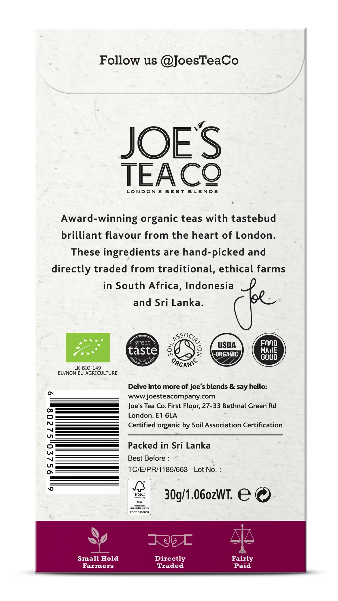 Joe's Tea Co. Chocca-roo-brew 15x Biodegradeable Pyramid Bags 15 bags - Image 3