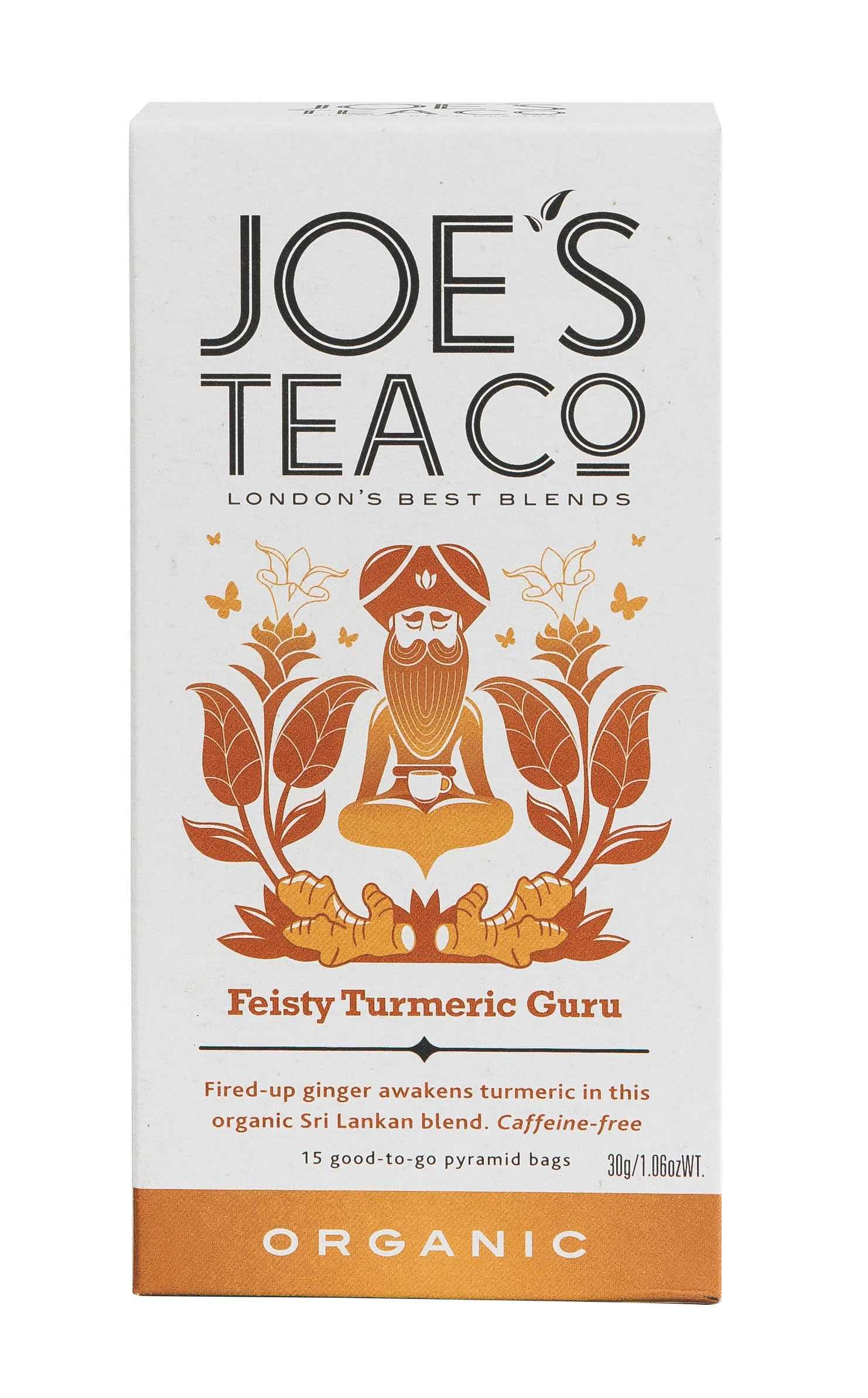 Joe's Tea Co. Feisty Turmeric Guru 15x Biodegradeable Pyramid 15 bags - Image 2