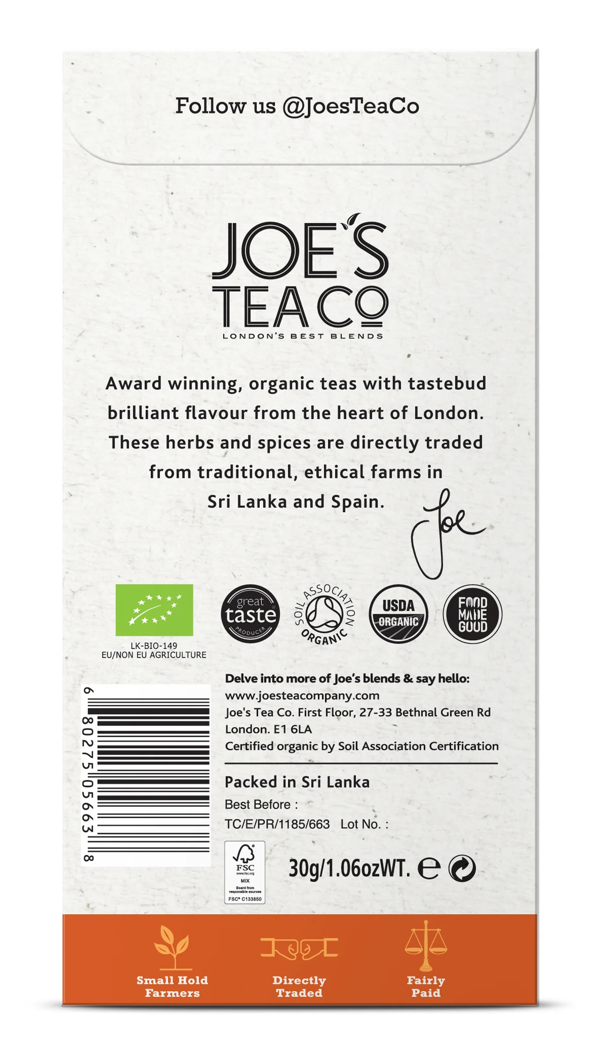 Joe's Tea Co. Feisty Turmeric Guru 15x Biodegradeable Pyramid 15 bags - Image 3