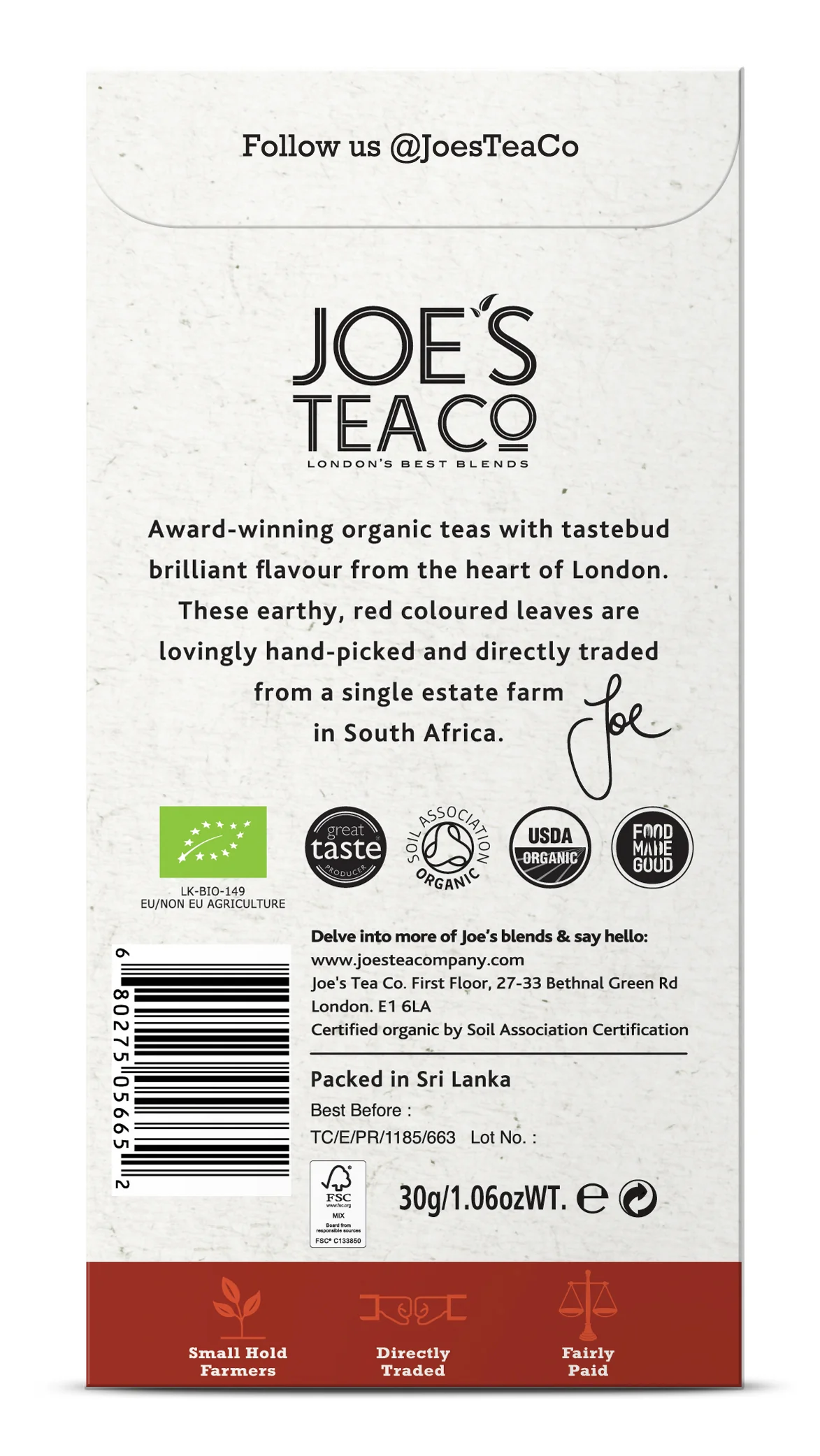 Joe's Tea Co. Rest-Repeat Rooibos 15x Biodegradeable Pyramid Bags 15 bags - Image 4