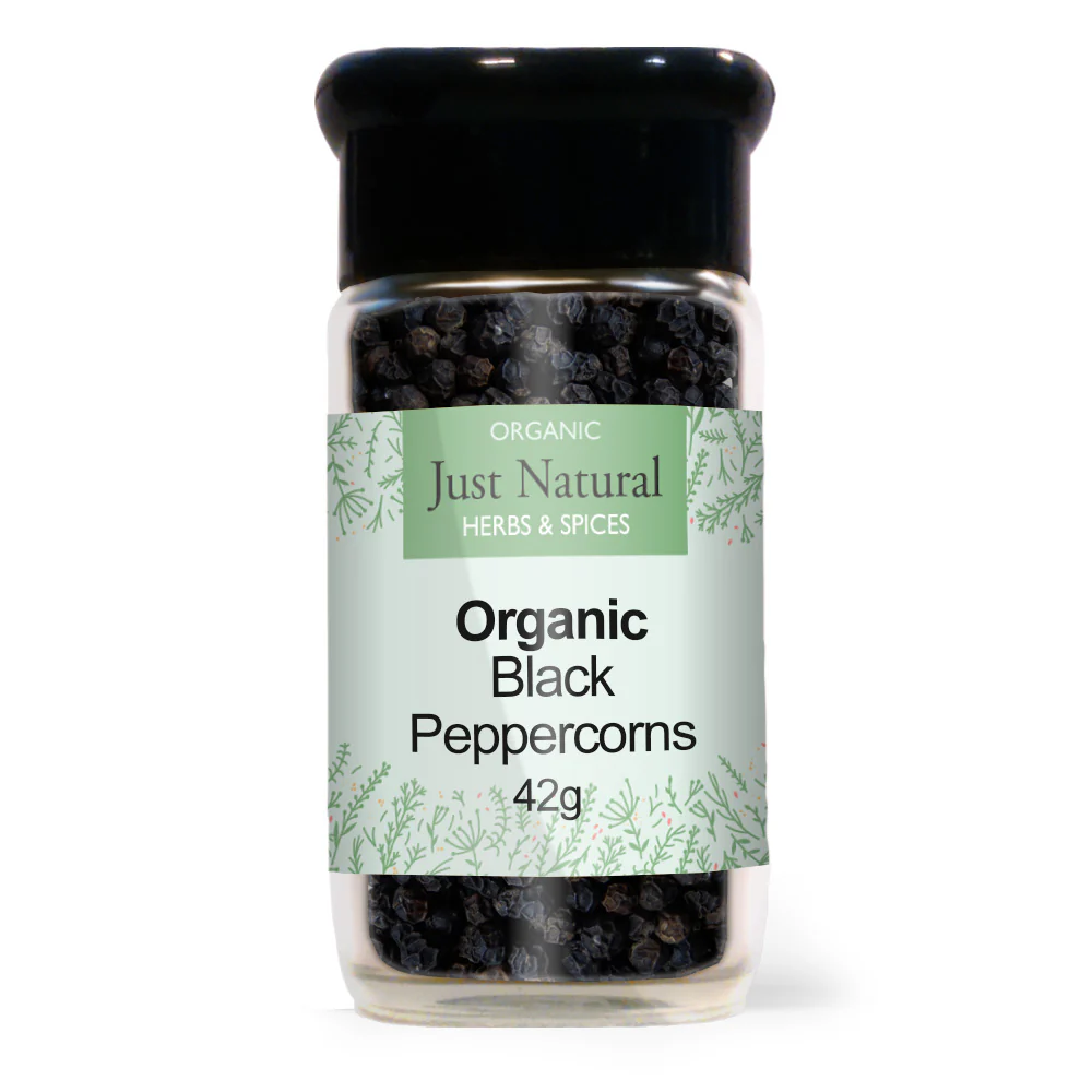Just Natural Peppercorns Black (jar) 50g