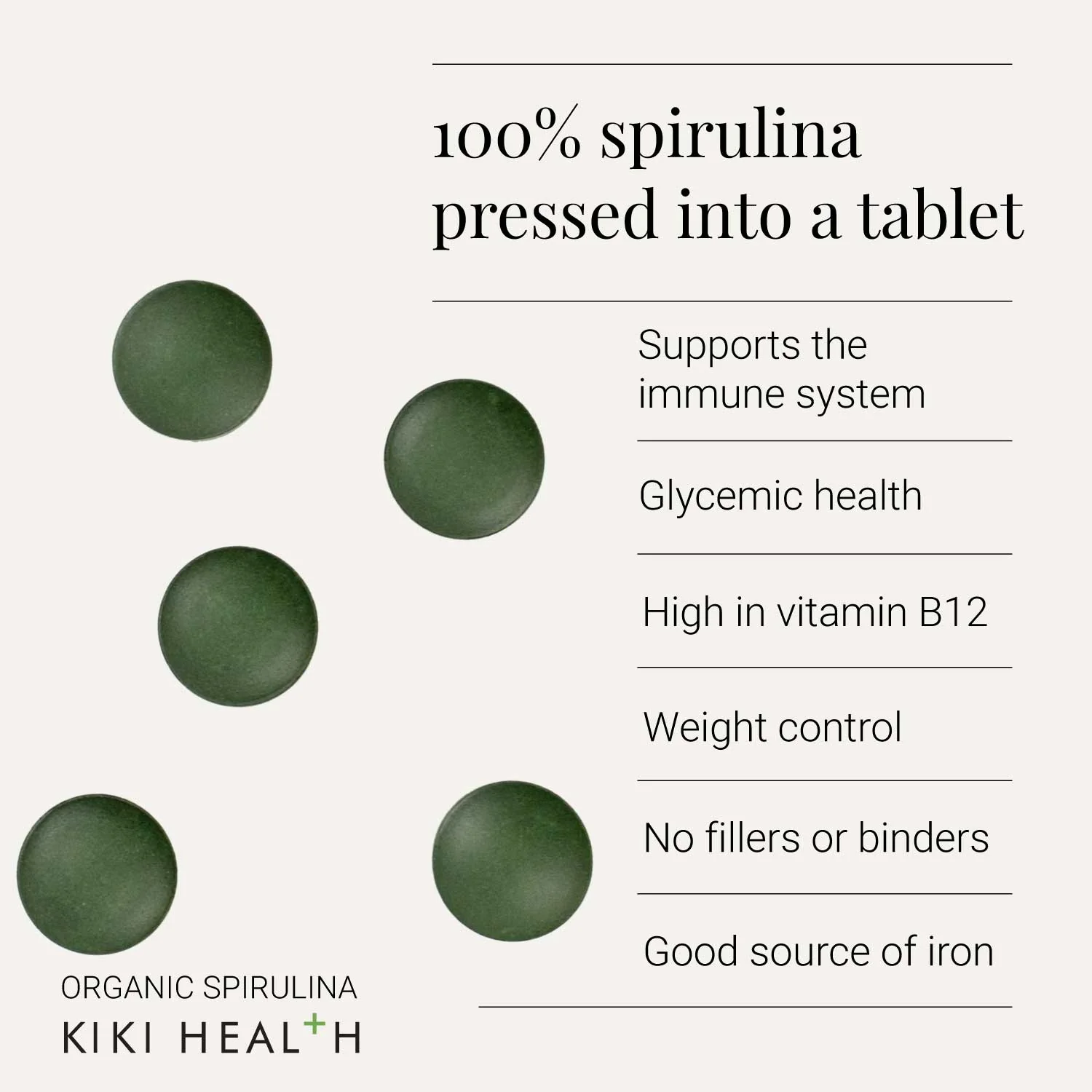 KIKI Health Organic Spirulina 200 tabs - Image 2