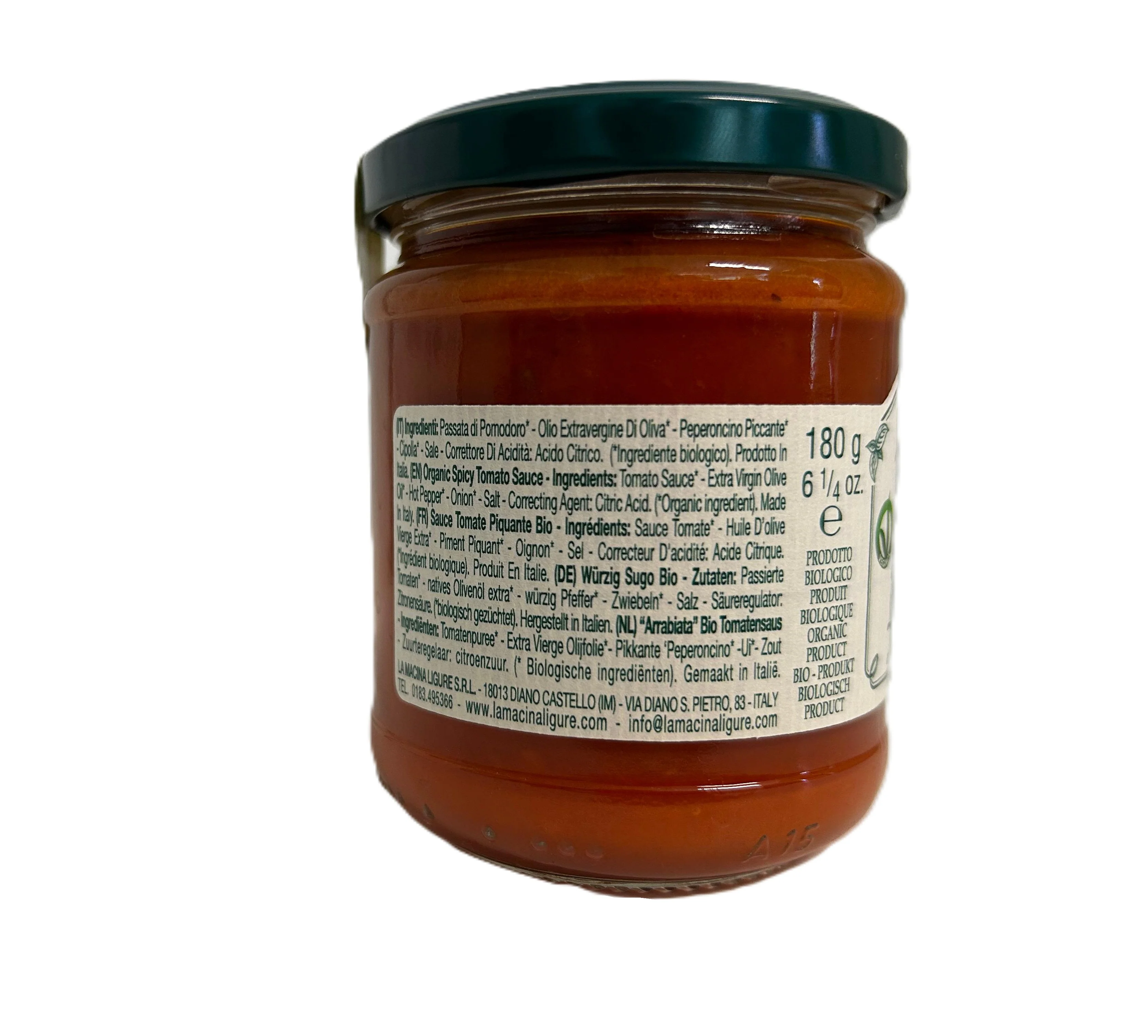 La Macina Ligure Spicy Tomato Sauce 180g - Image 3