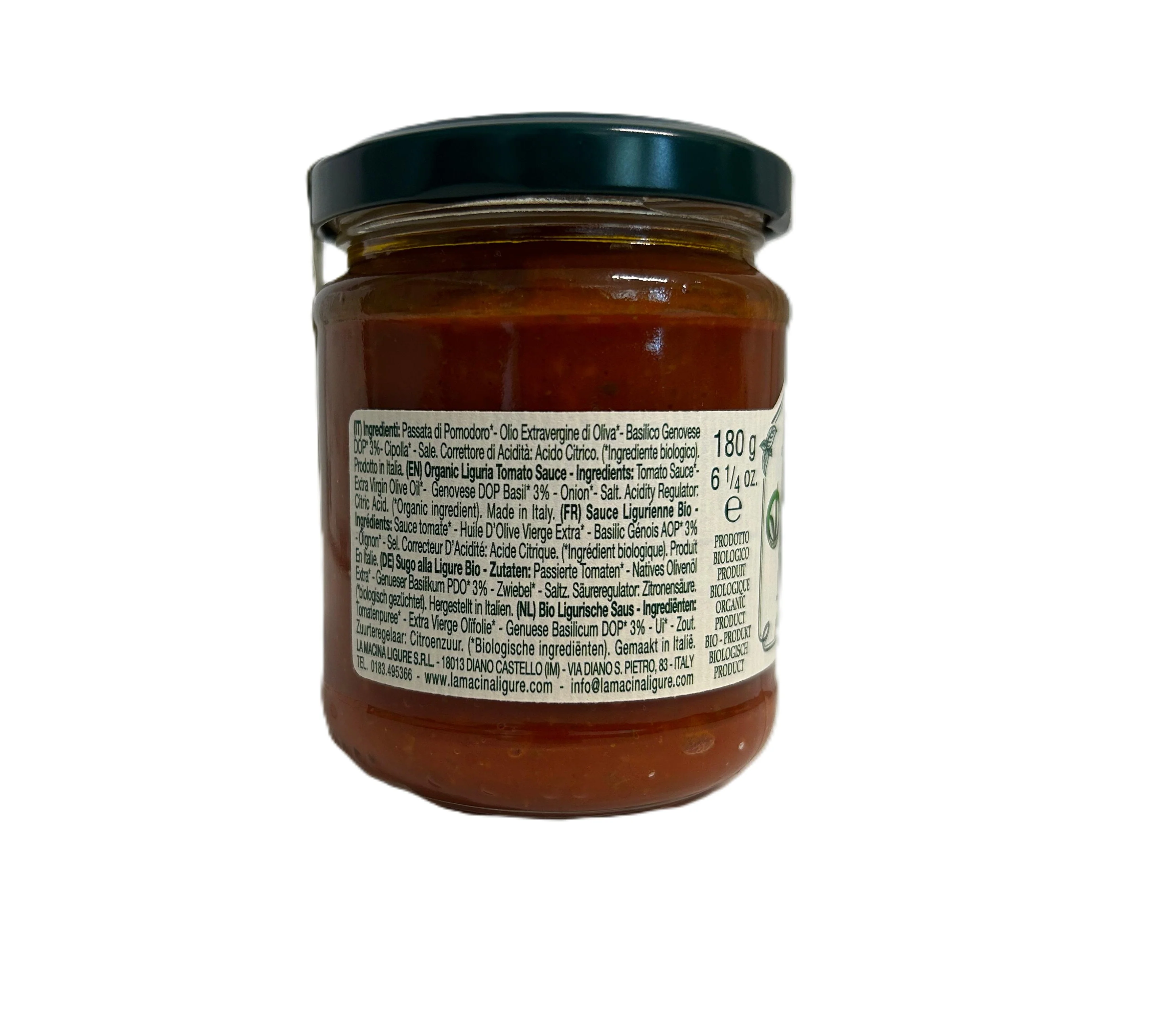 La Macina Ligure Tomato Sauce with Genovese Basil DOP 180g - Image 3