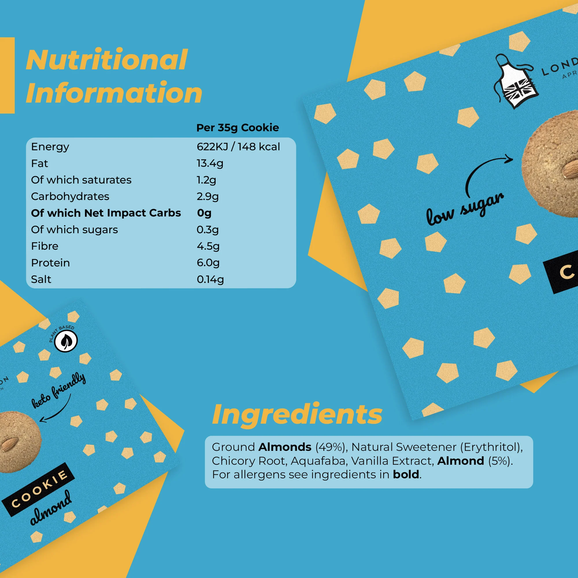 London Apron Low Sugar Almond Cookie 35g - Image 2